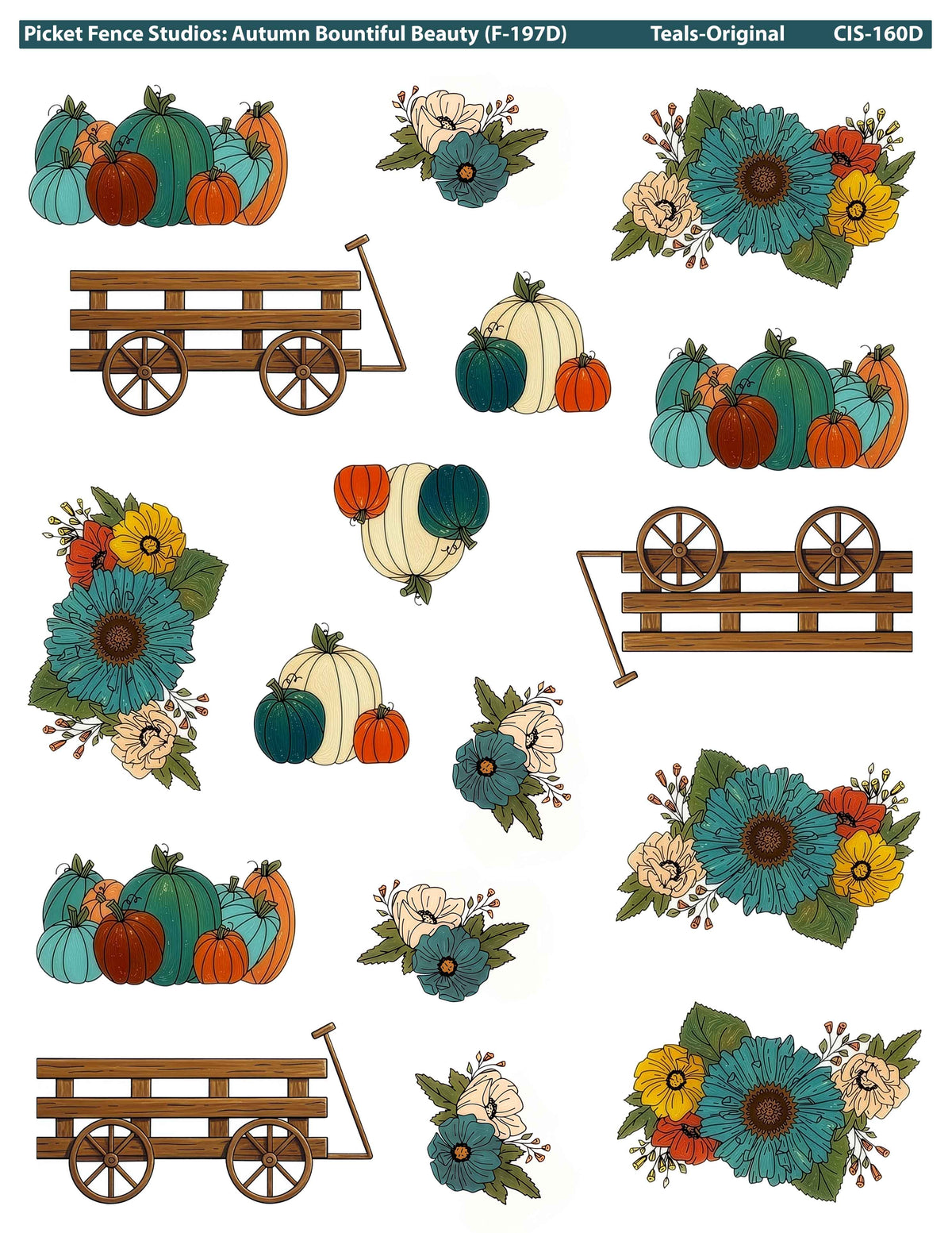 Colored Image Sheet: Autumn Bountiful Beauty (Teals-Original)