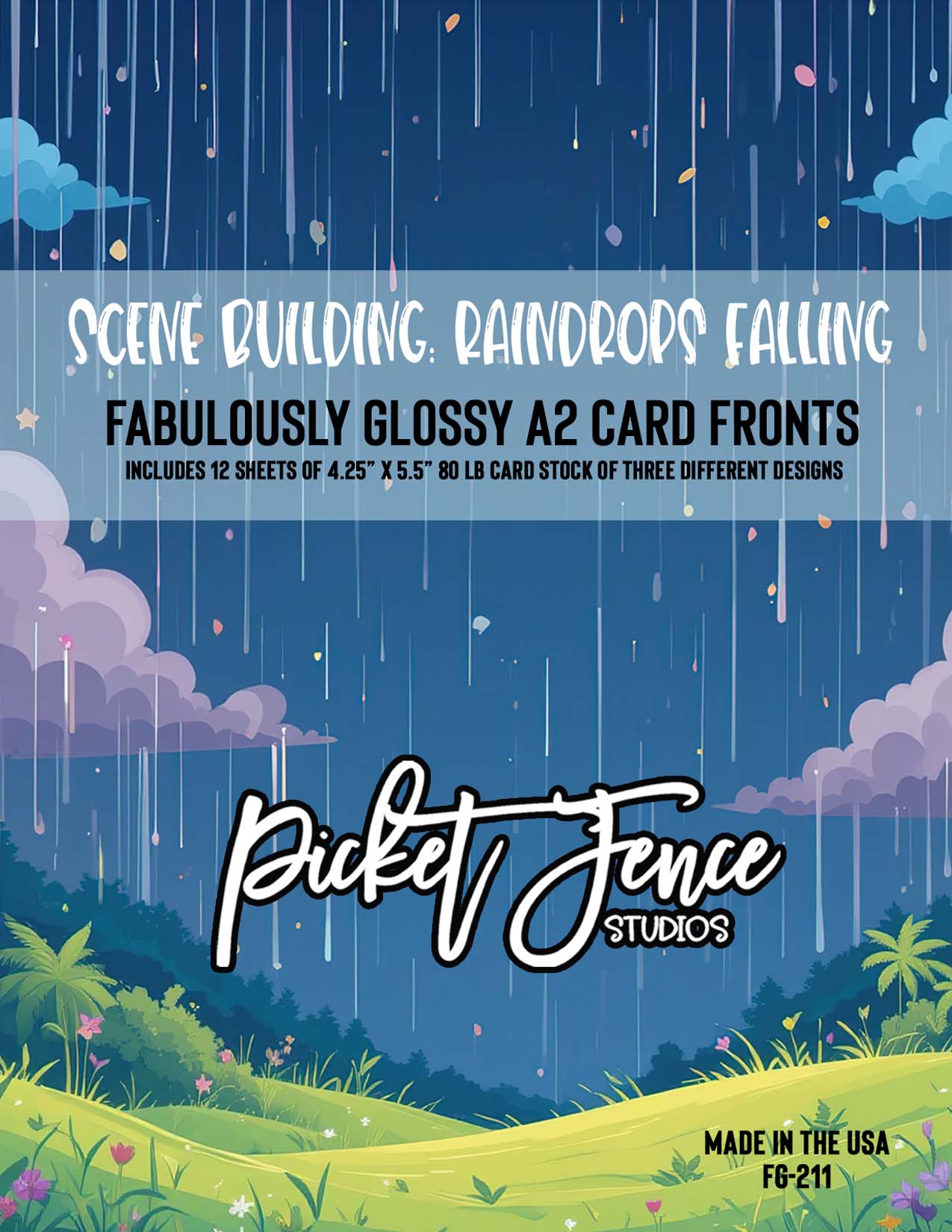 Fabulously A2 Glossy Card Fronts: Scene Building: Raindrops Falling