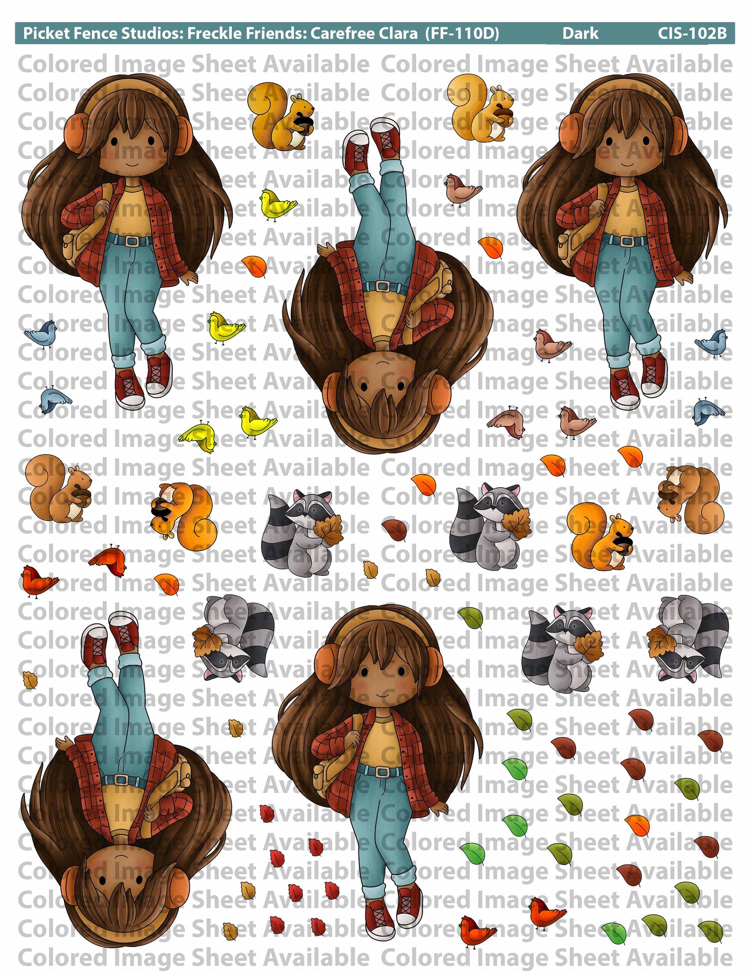 Colored Image Sheet - Freckle Friends: Carefree Clara (Reverse Orientation - Dark Skin)
