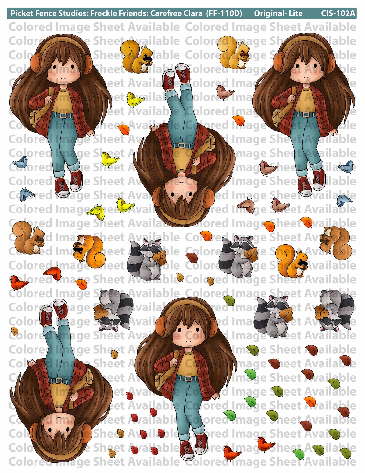 Colored Image Sheet - Freckle Friends: Carefree Clara (Reverse Orientation-Lite Skin)