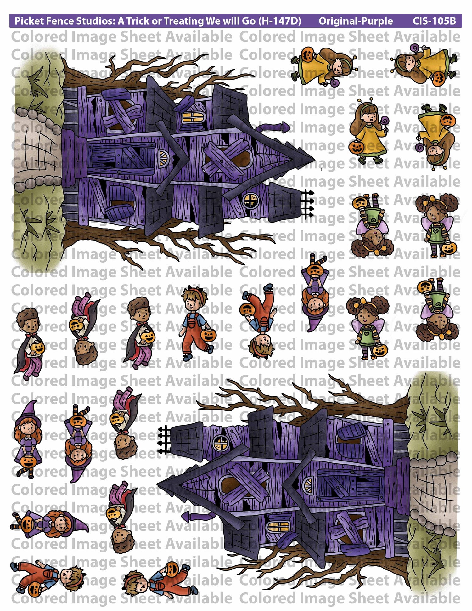 Colored Image Sheet - A Trick or Treating We will Go (Original Orientation-Brown House)
