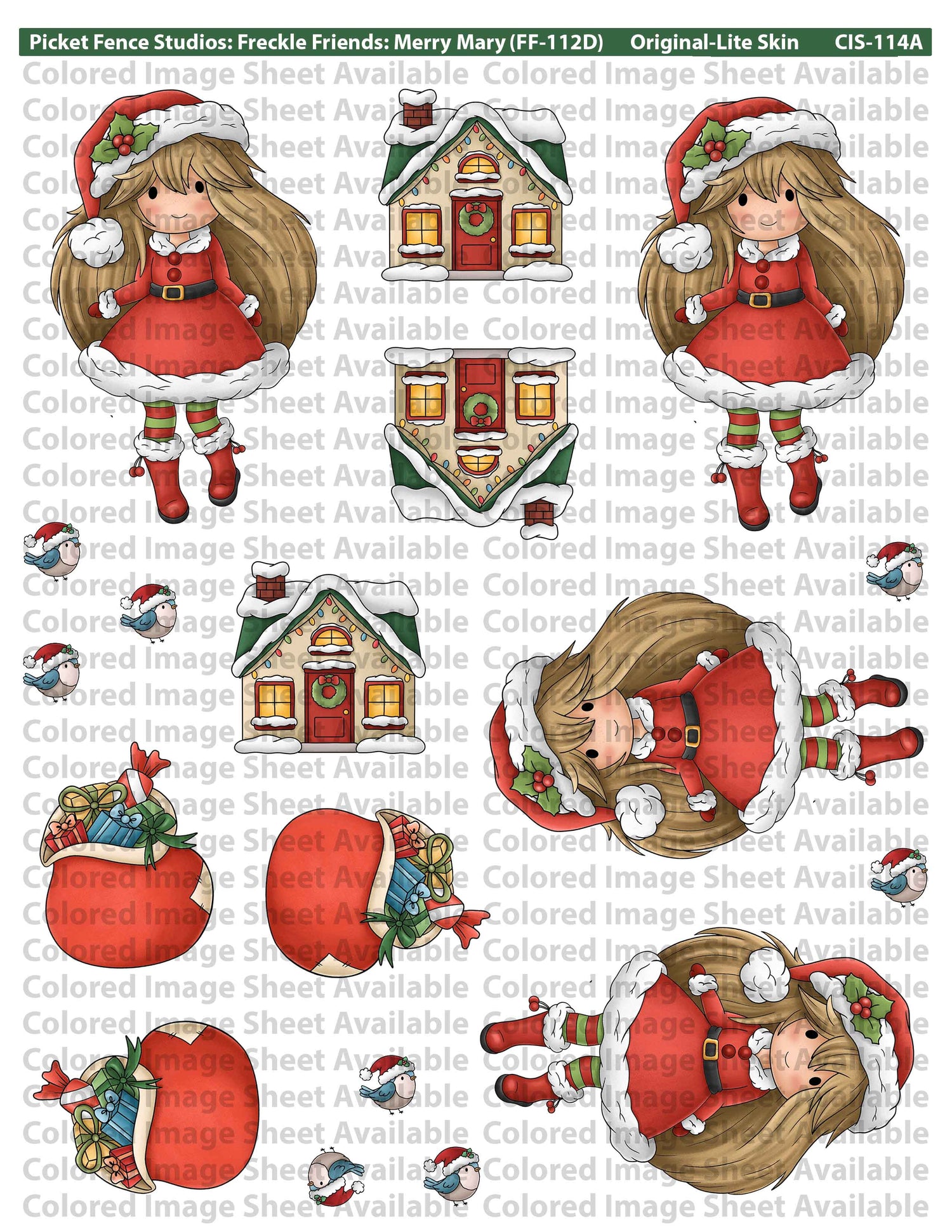 Freckle Friends: Merry Mary Colored Image Sheet (Lite Skin-Reverse Orientation)