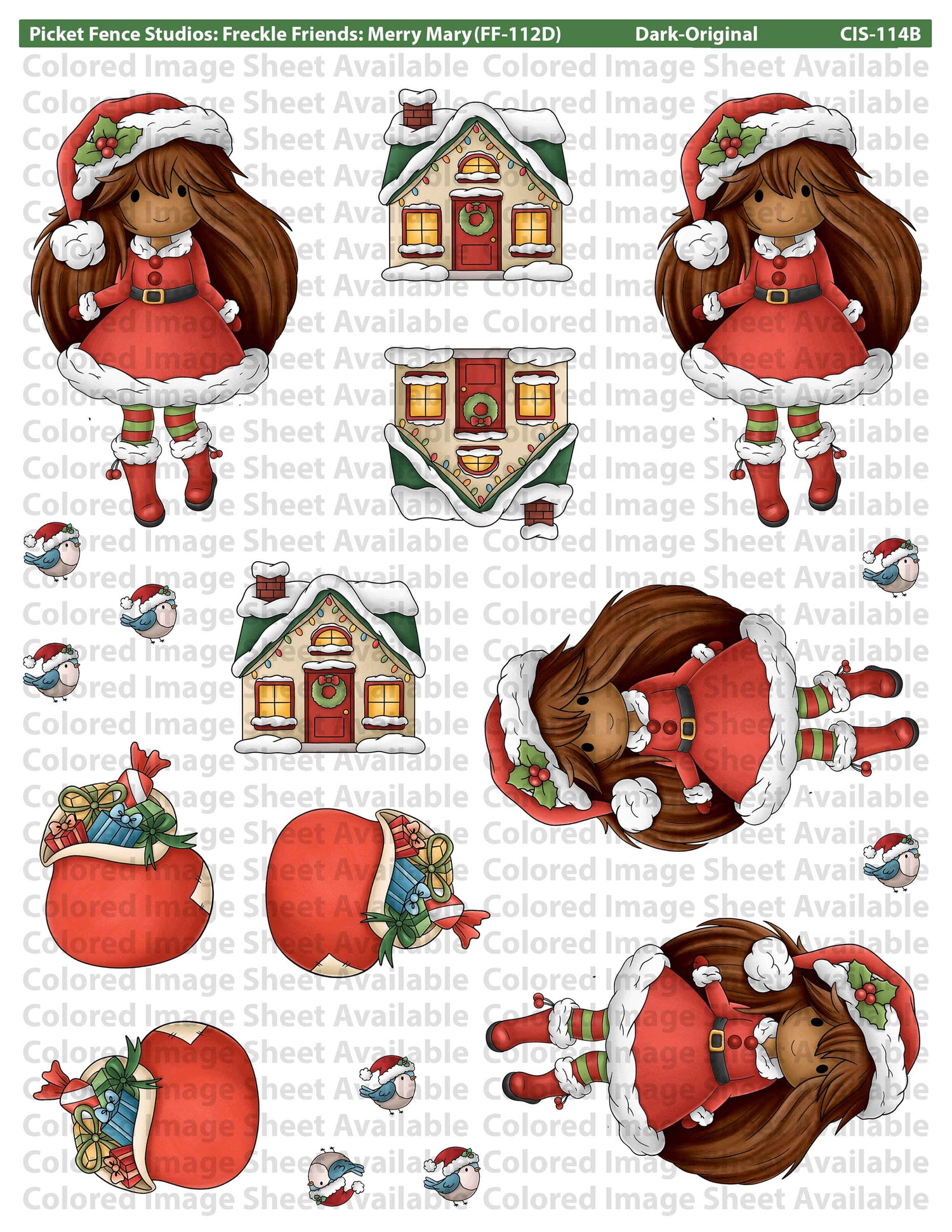 Freckle Friends: Merry Mary Colored Image Sheet (Dark Skin-Reversed Orientation)