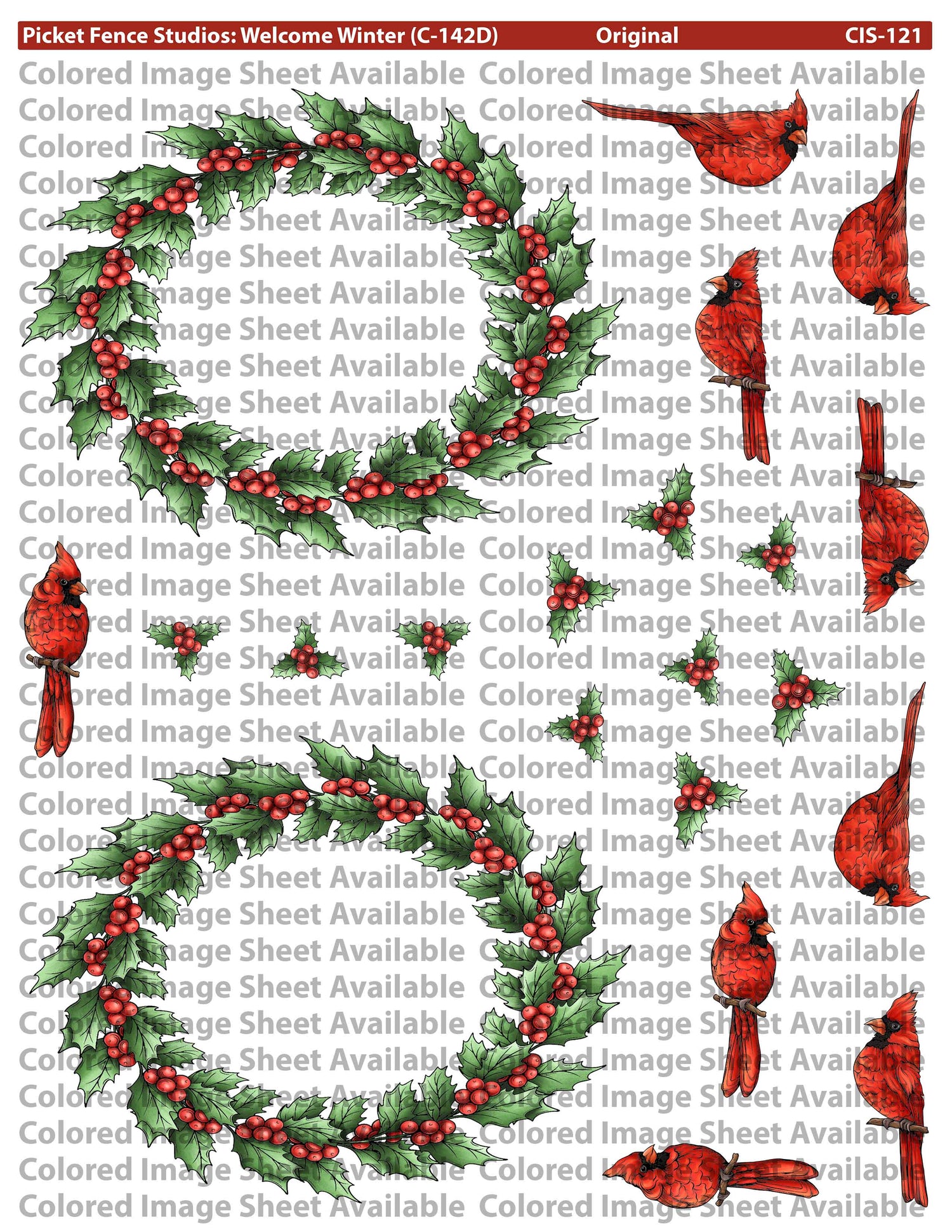 Welcome Winter Wreath Colored Image Sheet (Reversed Orientation)