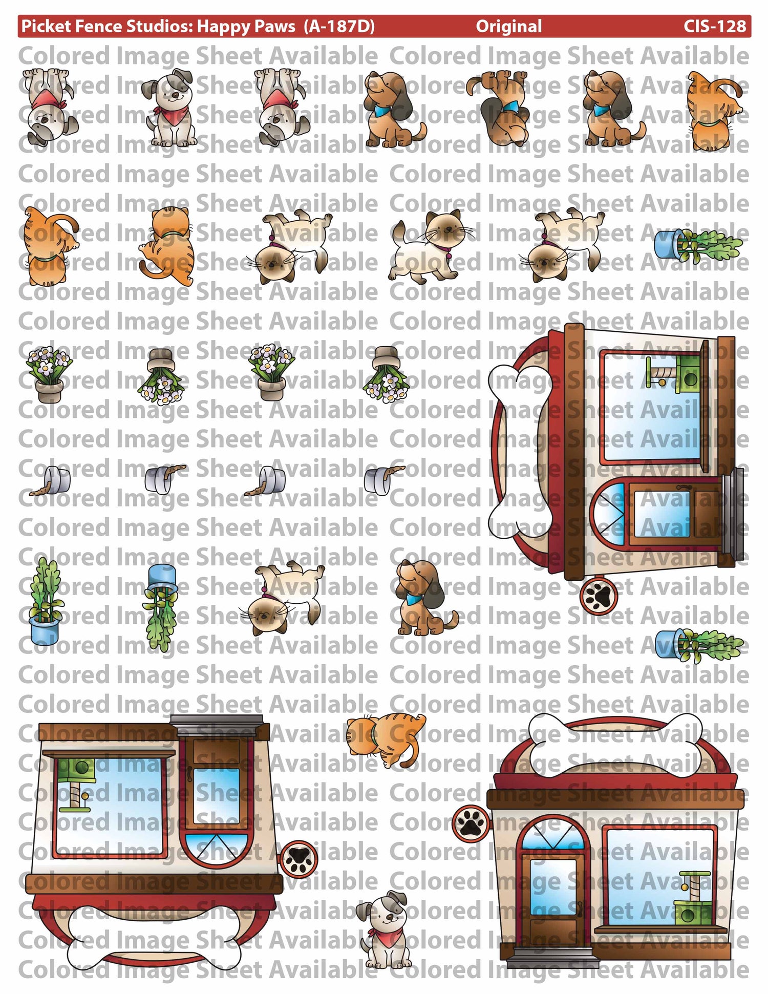 Colored Image Sheet: Happy Paws (Red-Reversed Orientation)