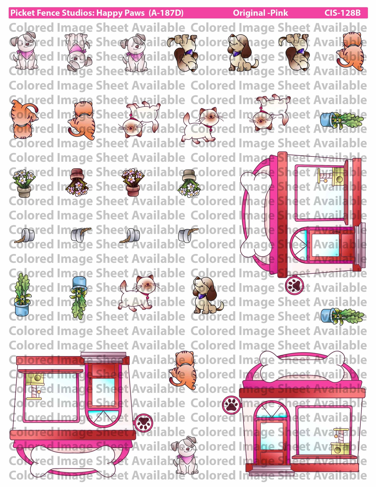 Colored Image Sheet: Happy Paws (Pink-Reversed Orientation)
