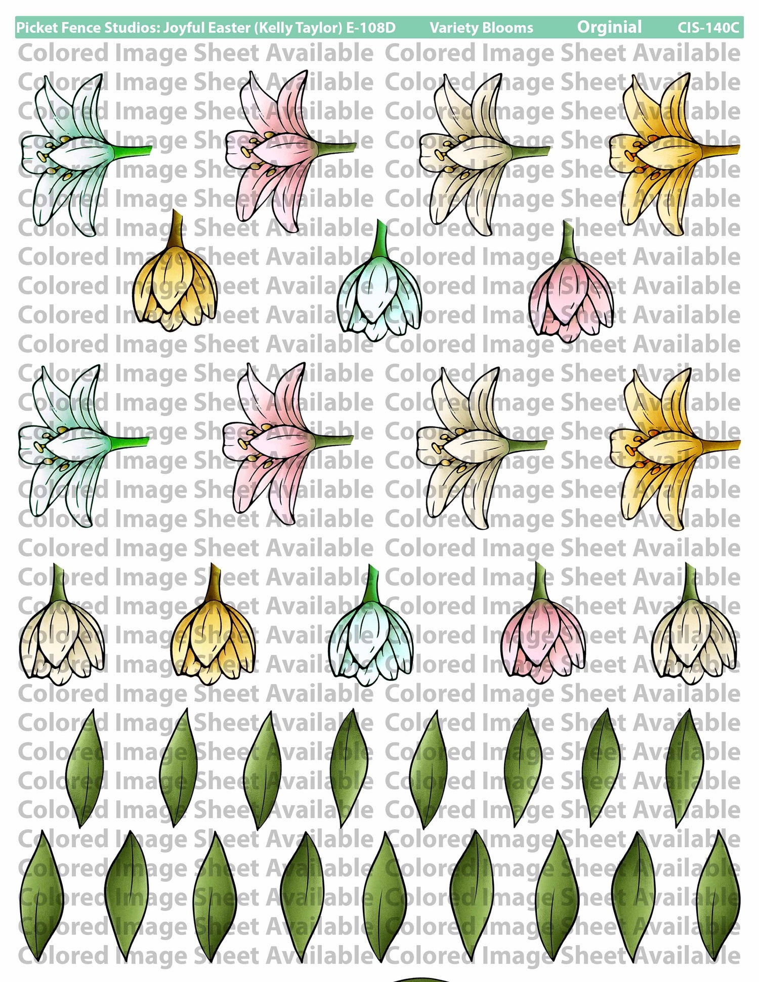 Colored Image Sheet: Joyful Easter C: Variety Blooms (Reversed Orientation)
