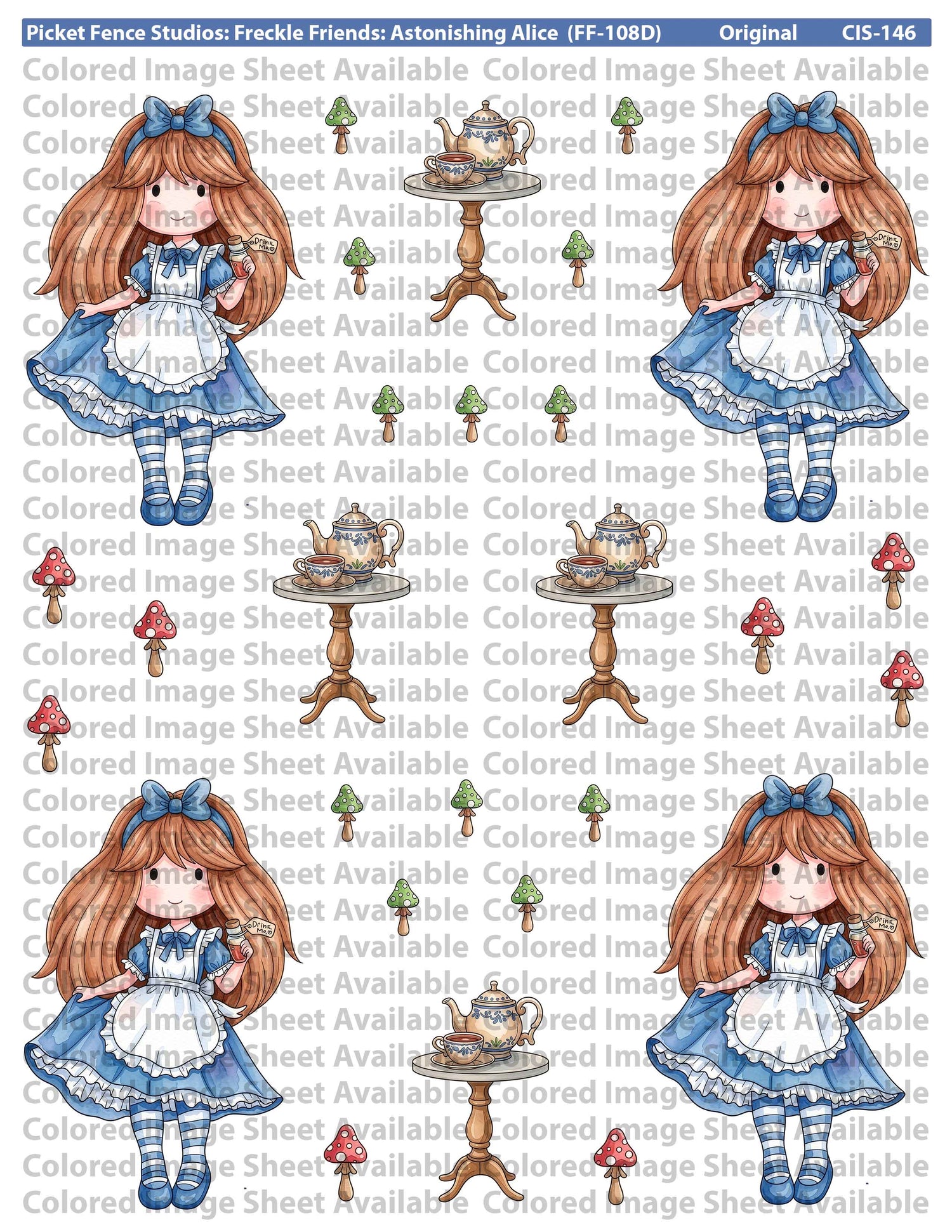 Colored Image Sheet:  Freckle Friends: Astonishing Alice (Reversed Orientation)