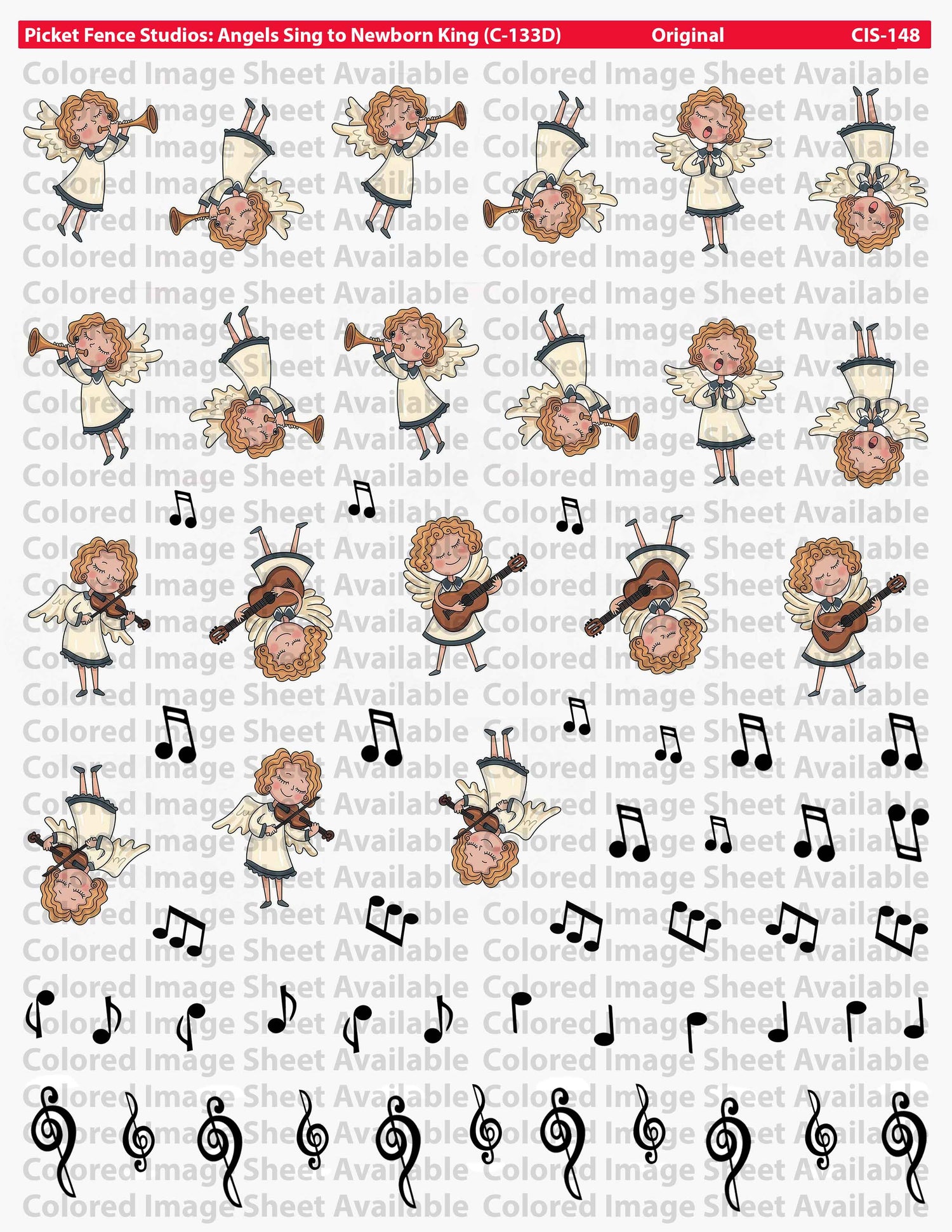 Colored Image Sheet - Angels Sing to Newborn King (Reversed Orientation)