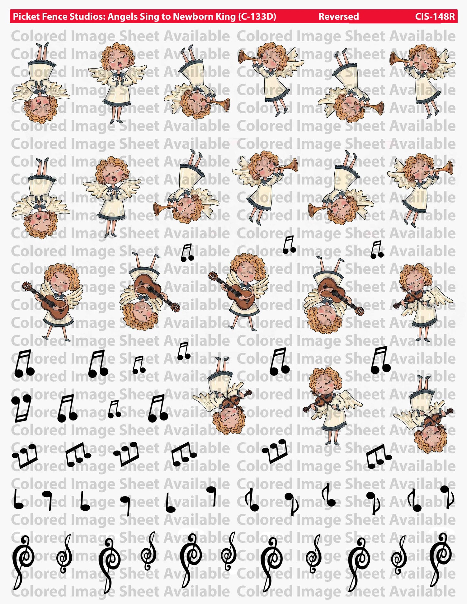 Colored Image Sheet - Angels Sing to Newborn King (Original Orientation)