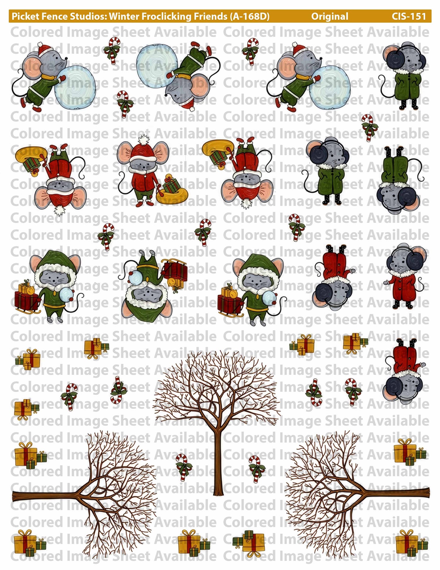 Colored Image Sheet - Winter Frolicking Friends (Reversed)
