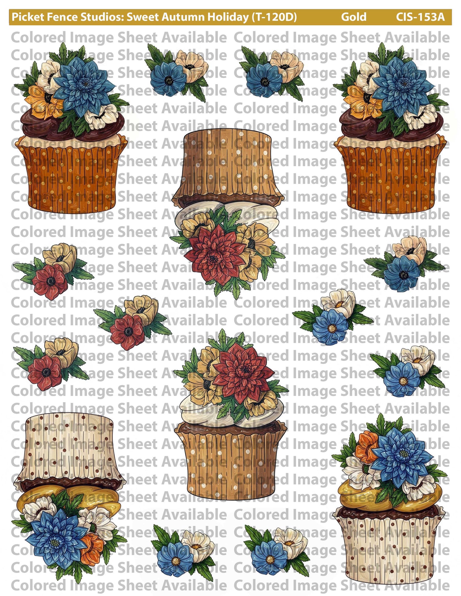 Colored Image Sheet: Sweet Autumn Holiday (Variety Cupcakes)