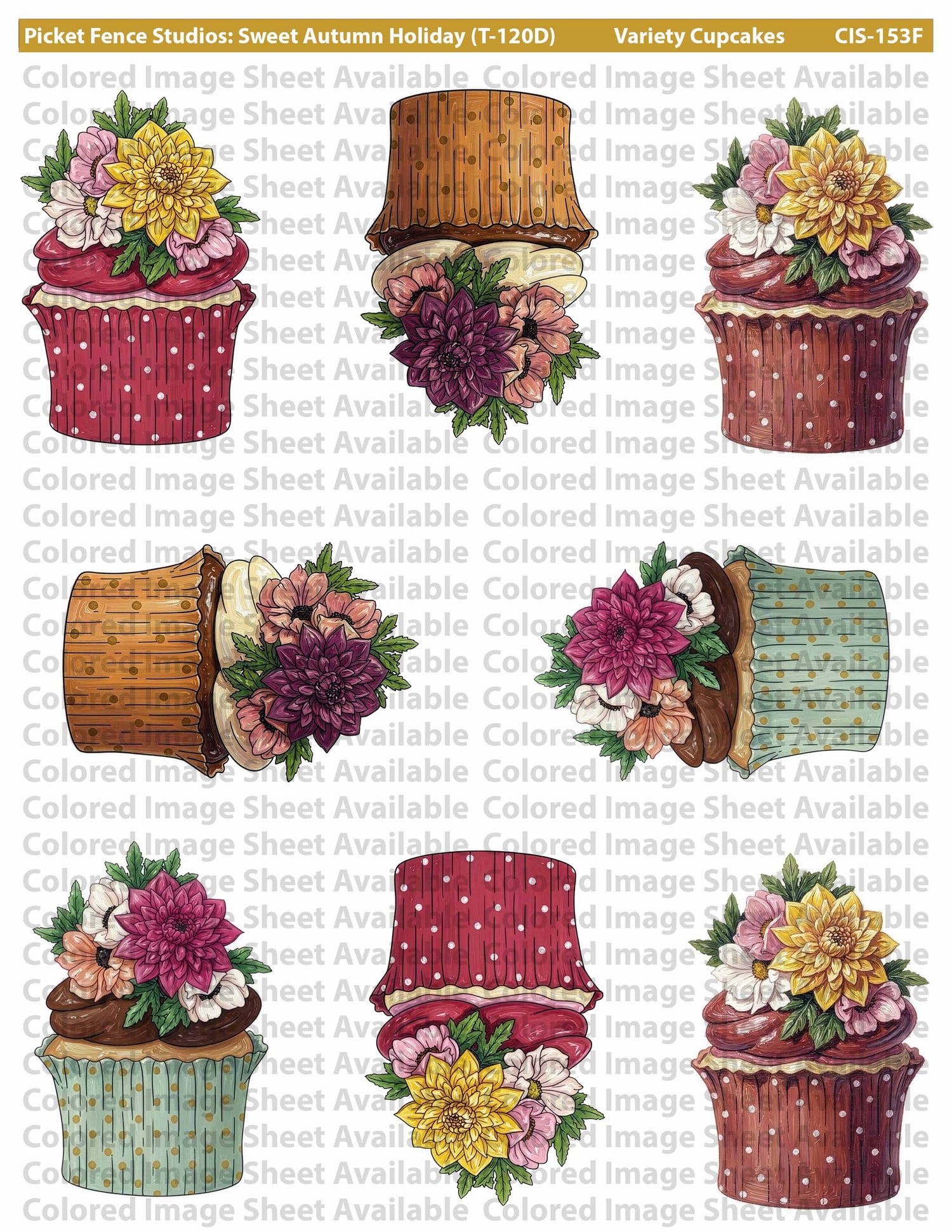 Colored Image Sheet: Sweet Autumn Holiday (Wedding/Birthday Cupcakes)