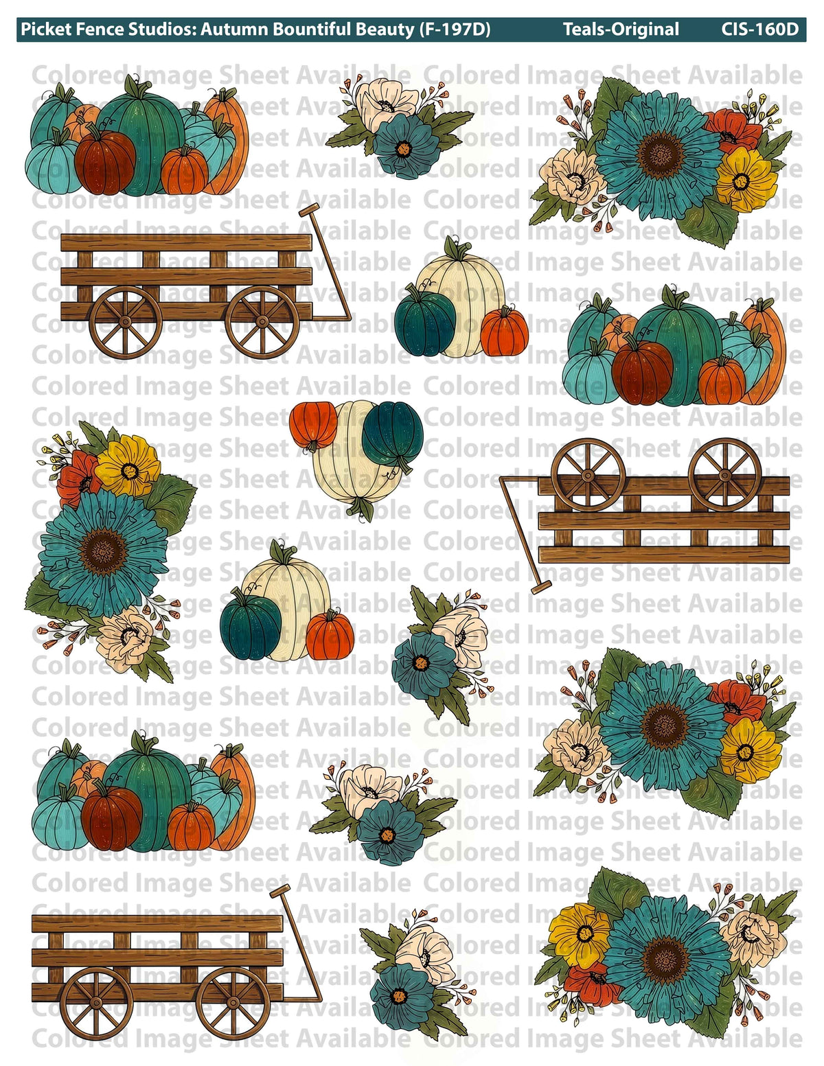 Colored Image Sheet: Autumn Bountiful Beauty (Teals-Reversed)