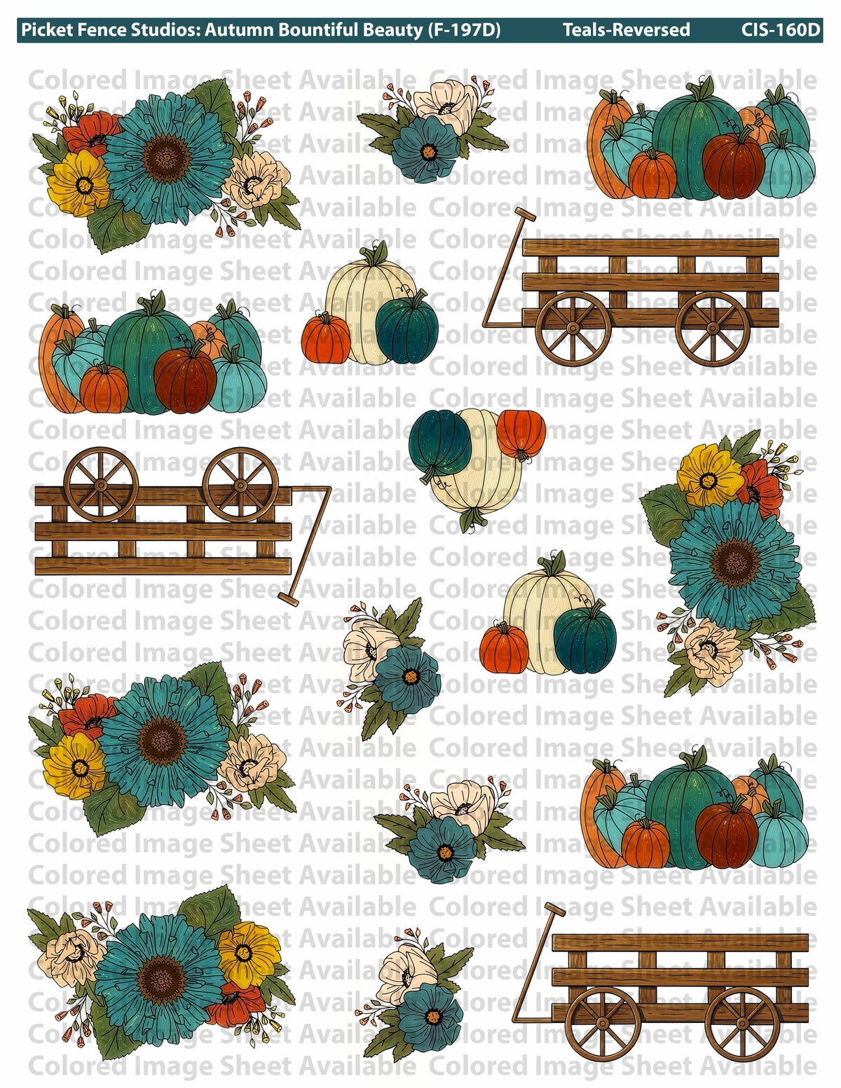 Colored Image Sheet: Autumn Bountiful Beauty (Teals-Original)