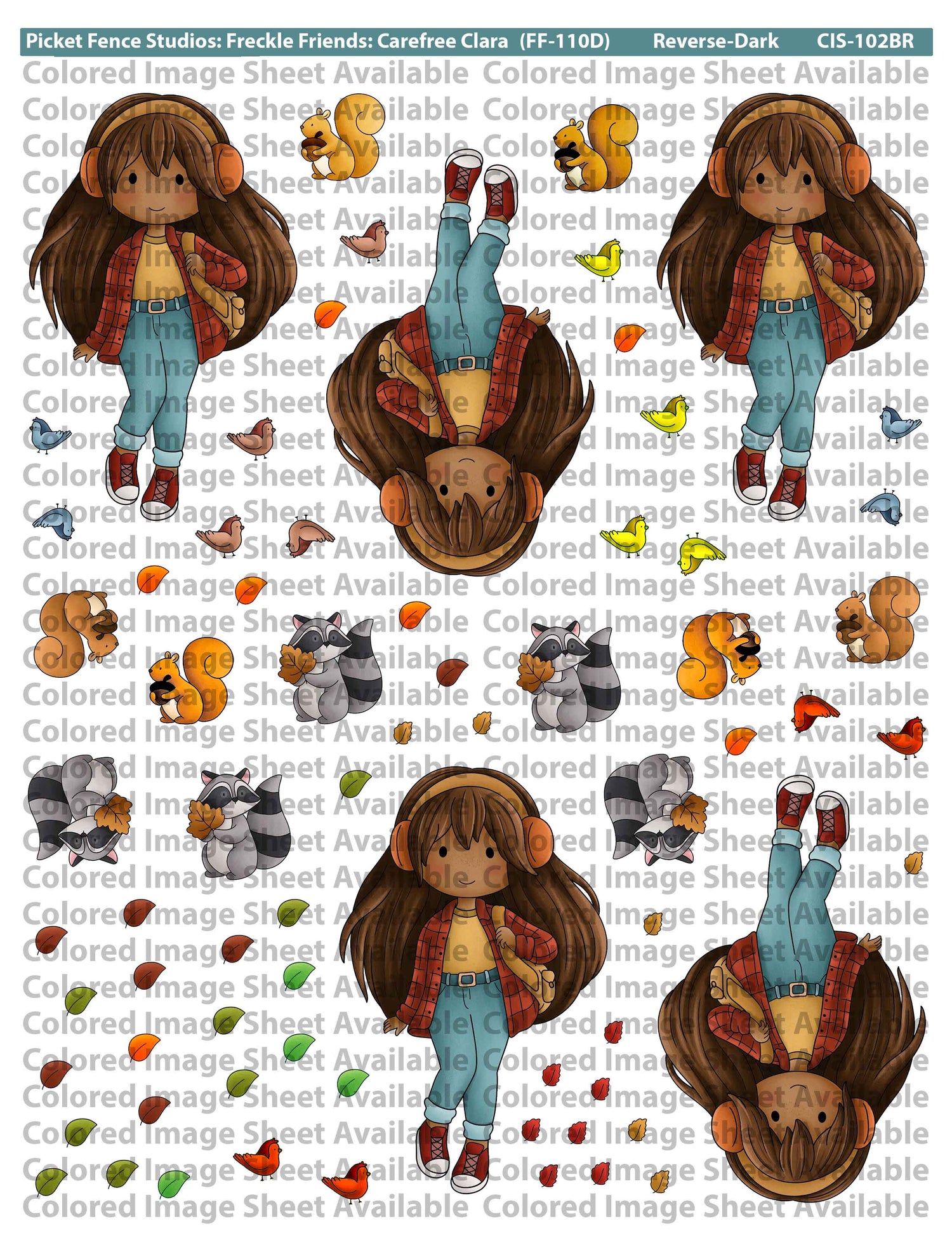 Colored Image Sheet - Freckle Friends: Carefree Clara (Original Orientation-Dark Skin)