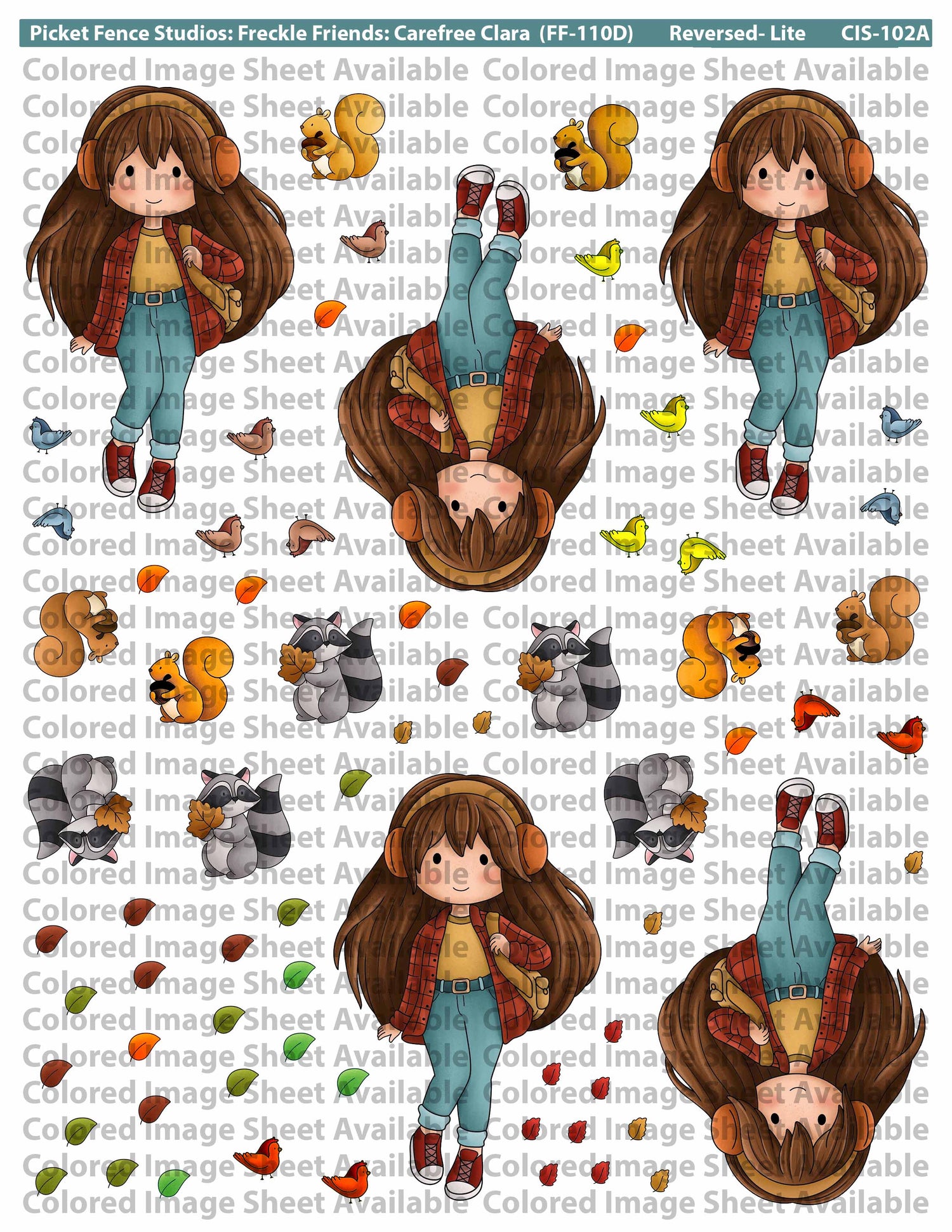 Colored Image Sheet - Freckle Friends: Carefree Clara (Original Orientation-Lite Skin)