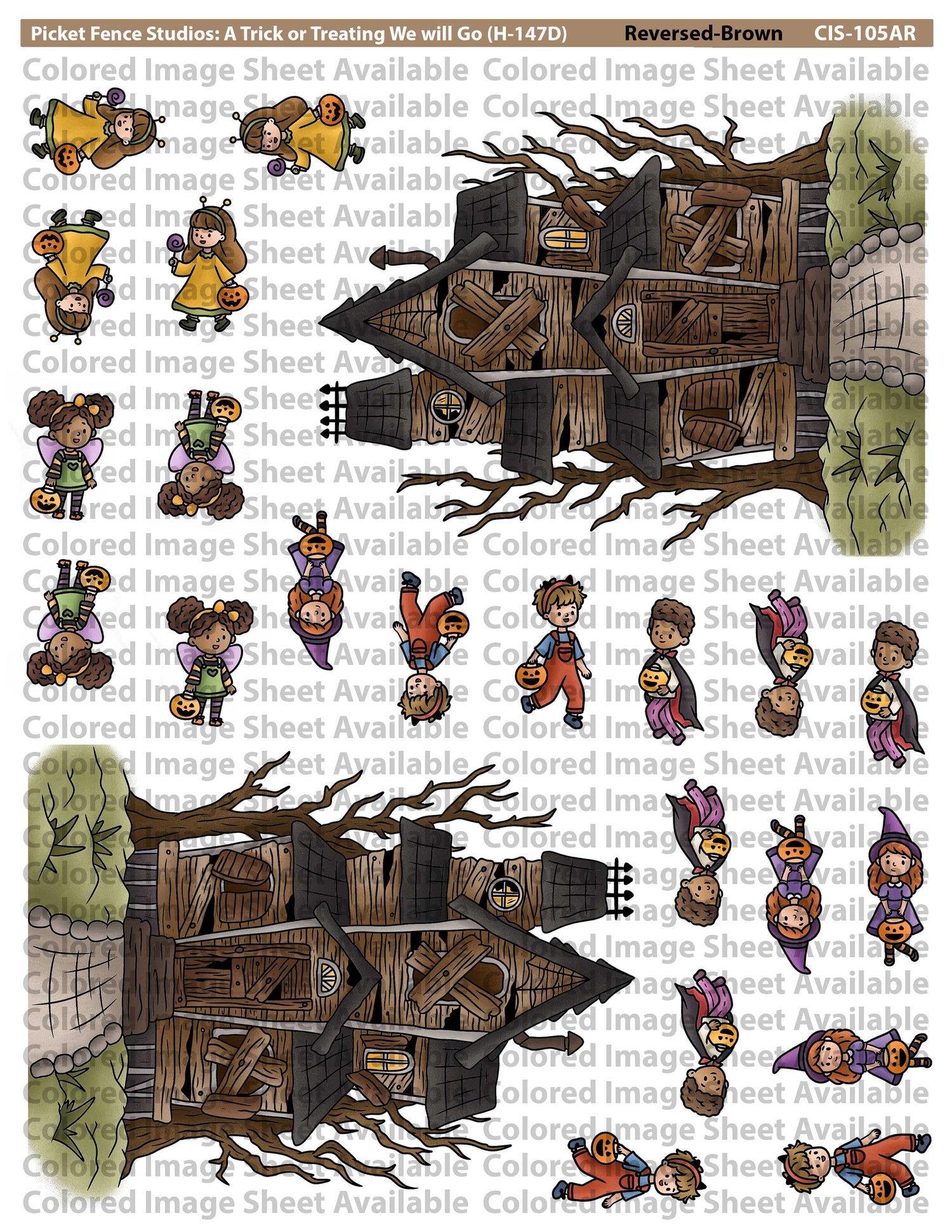 Colored Image Sheet - A Trick or Treating We will Go (Reverse Orientation-Brown House)