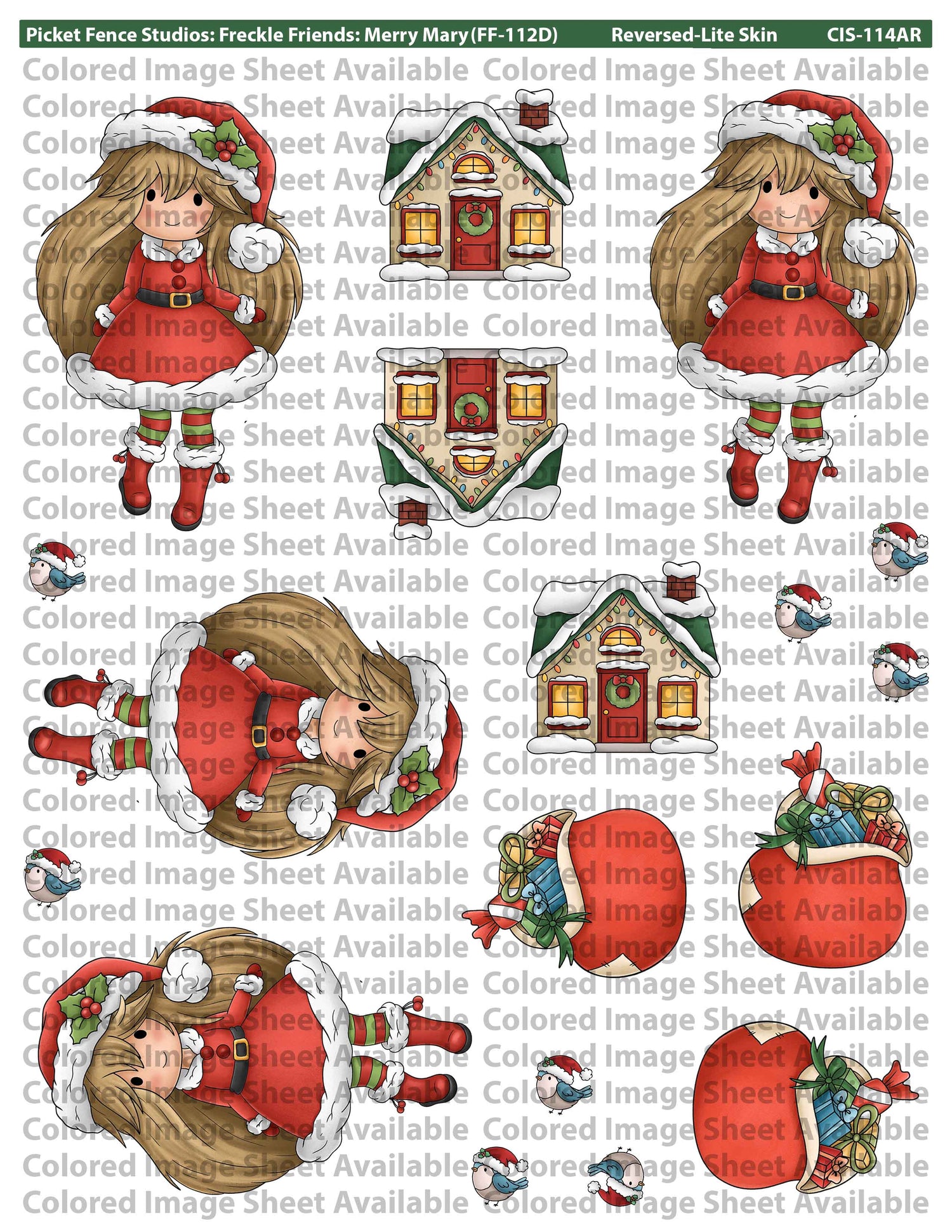 Freckle Friends: Merry Mary Colored Image Sheet (Lite Skin-Original Orientation)