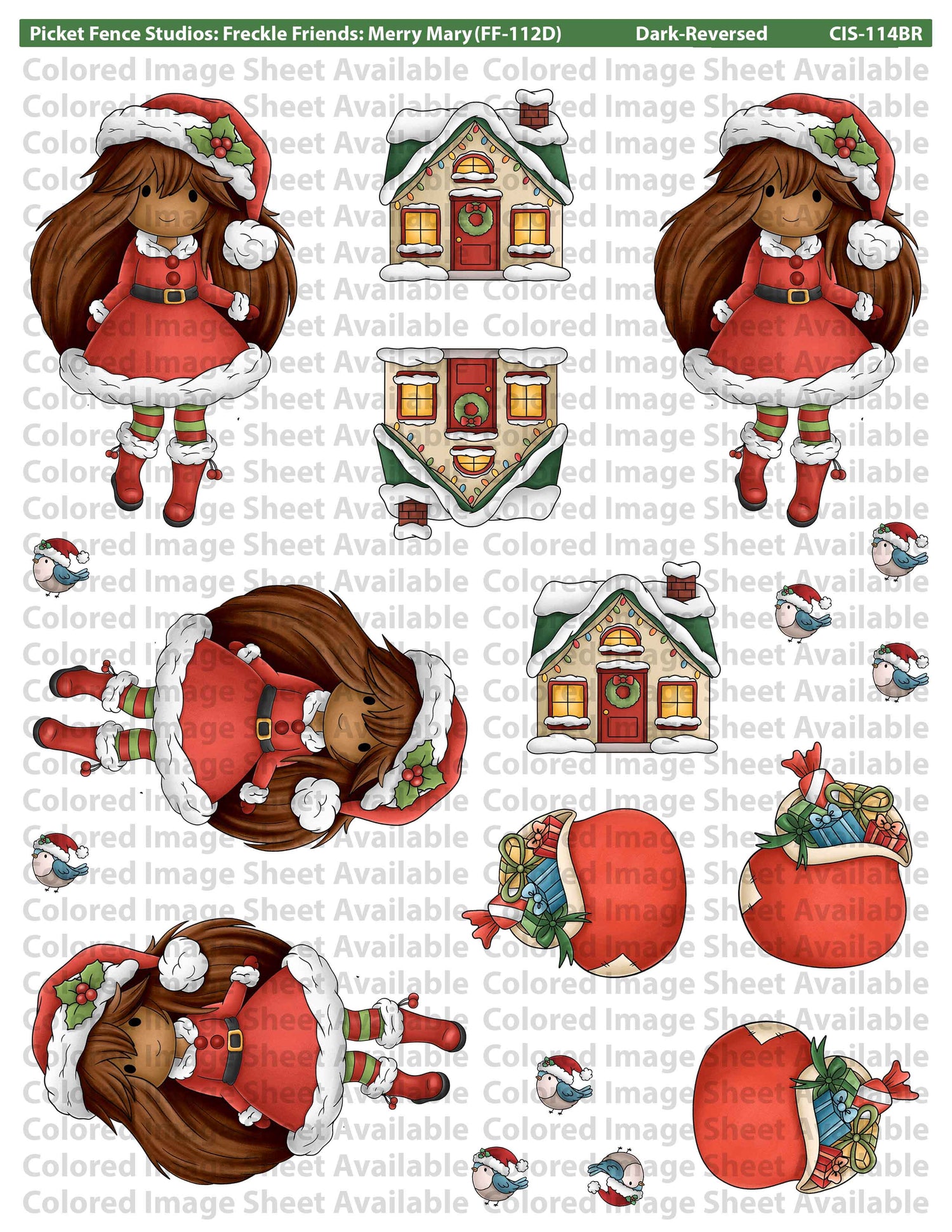 Freckle Friends: Merry Mary Colored Image Sheet (Dark Skin-Original Orientation)