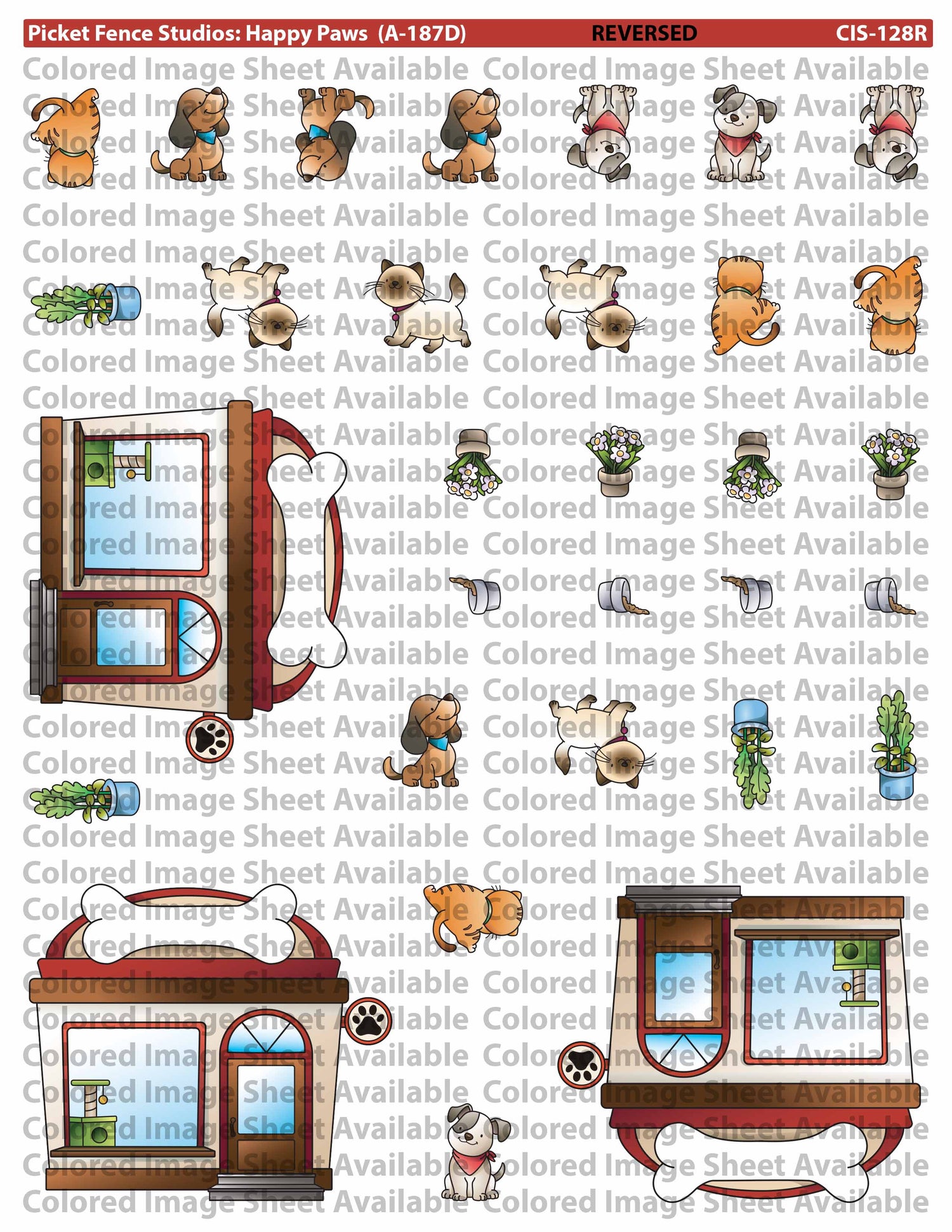 Colored Image Sheet - Happy Paws (Red-Original Orientation)