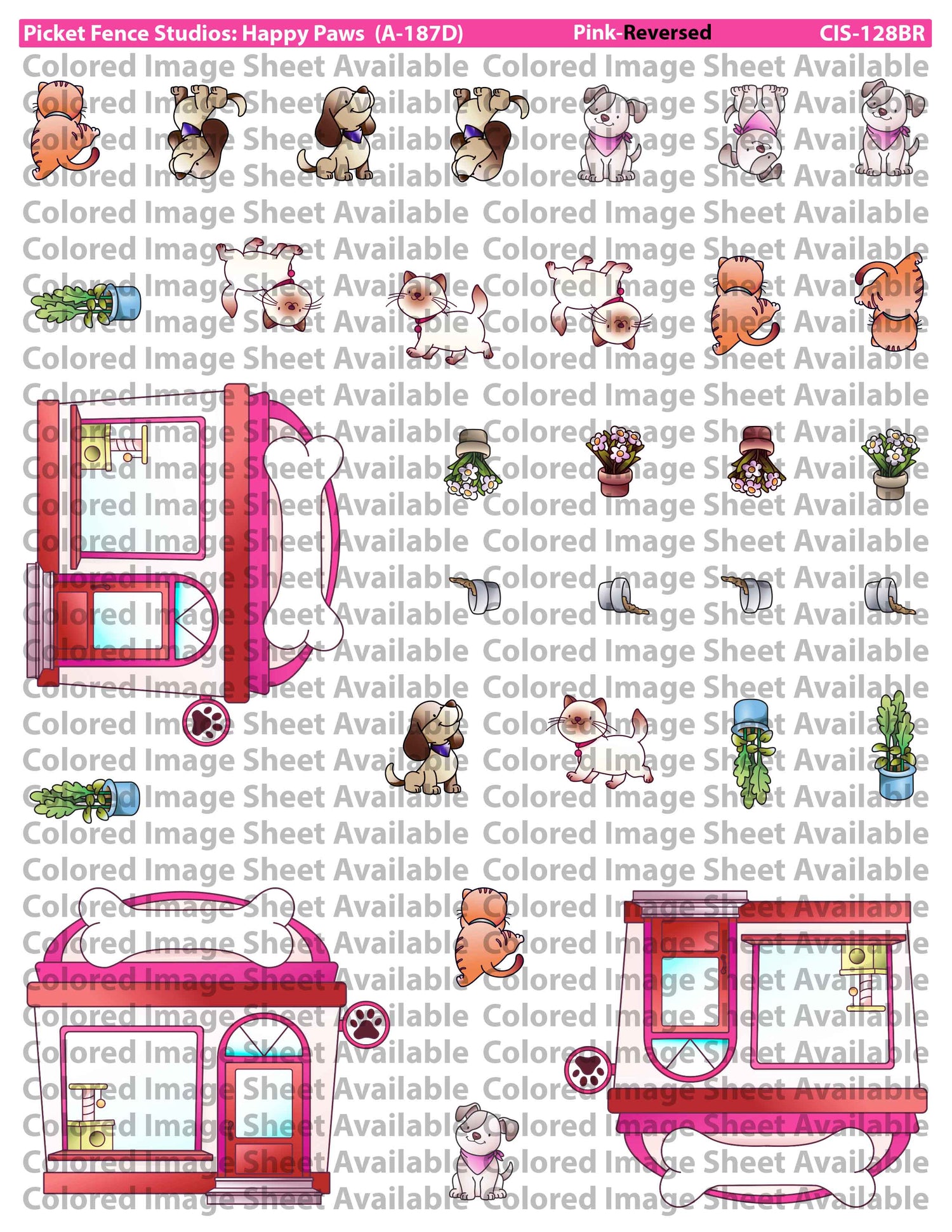 Colored Image Sheet: Happy Paws (Pink-Original Orientation)