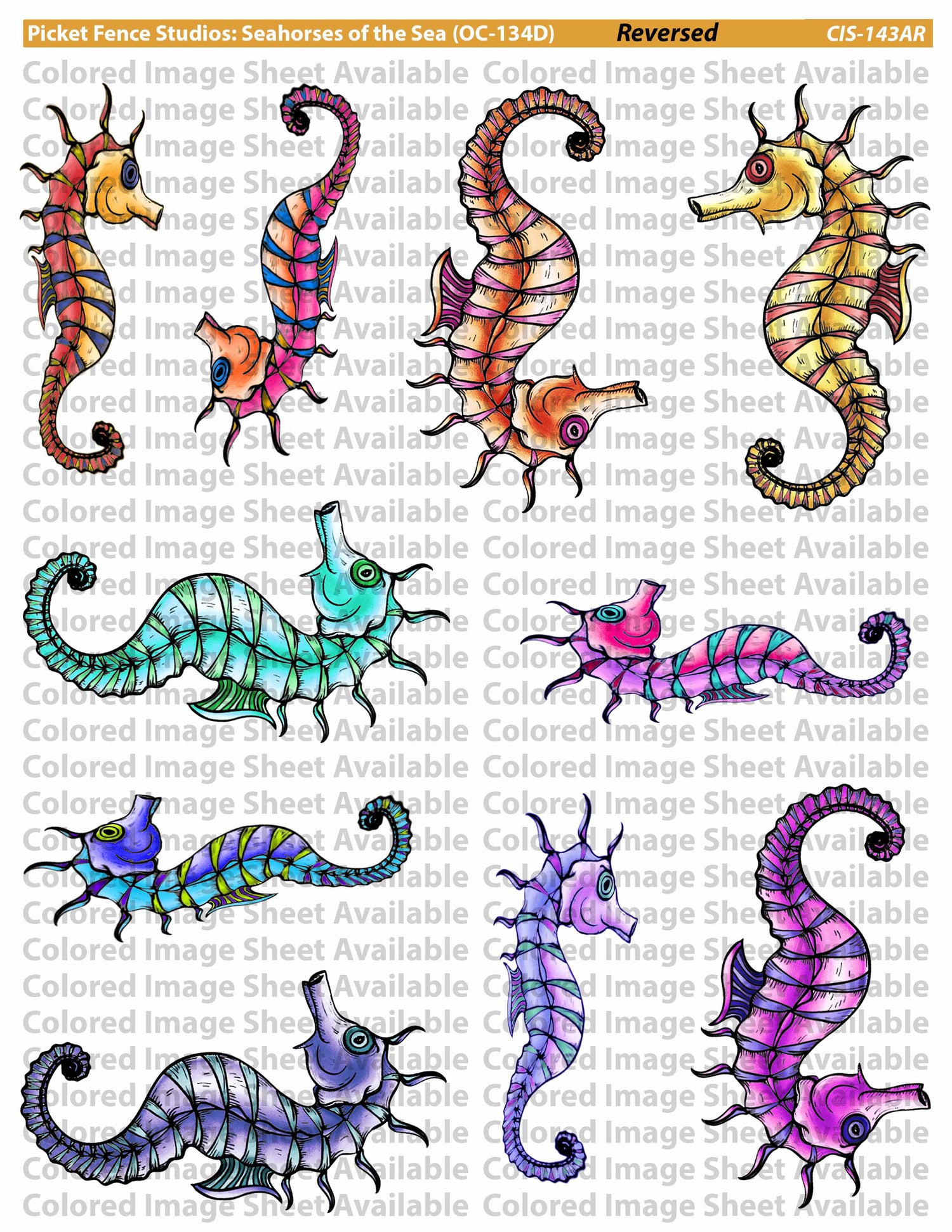 Colored Image Sheet: Seahorses of the Sea A in Original Orientation