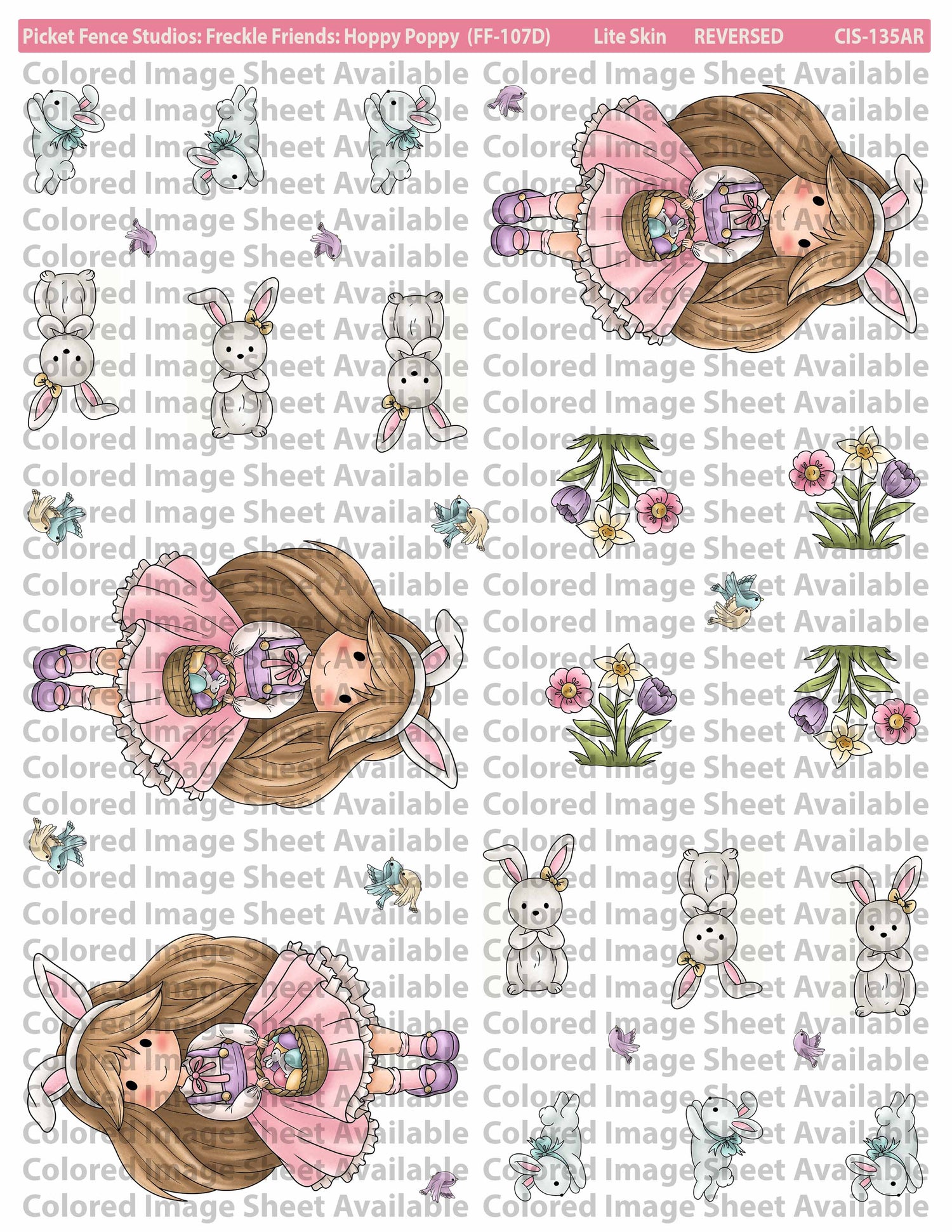 Colored Image Sheet - Freckle Friends: Hoppy Poppy (Lite Skin Original Orientation)