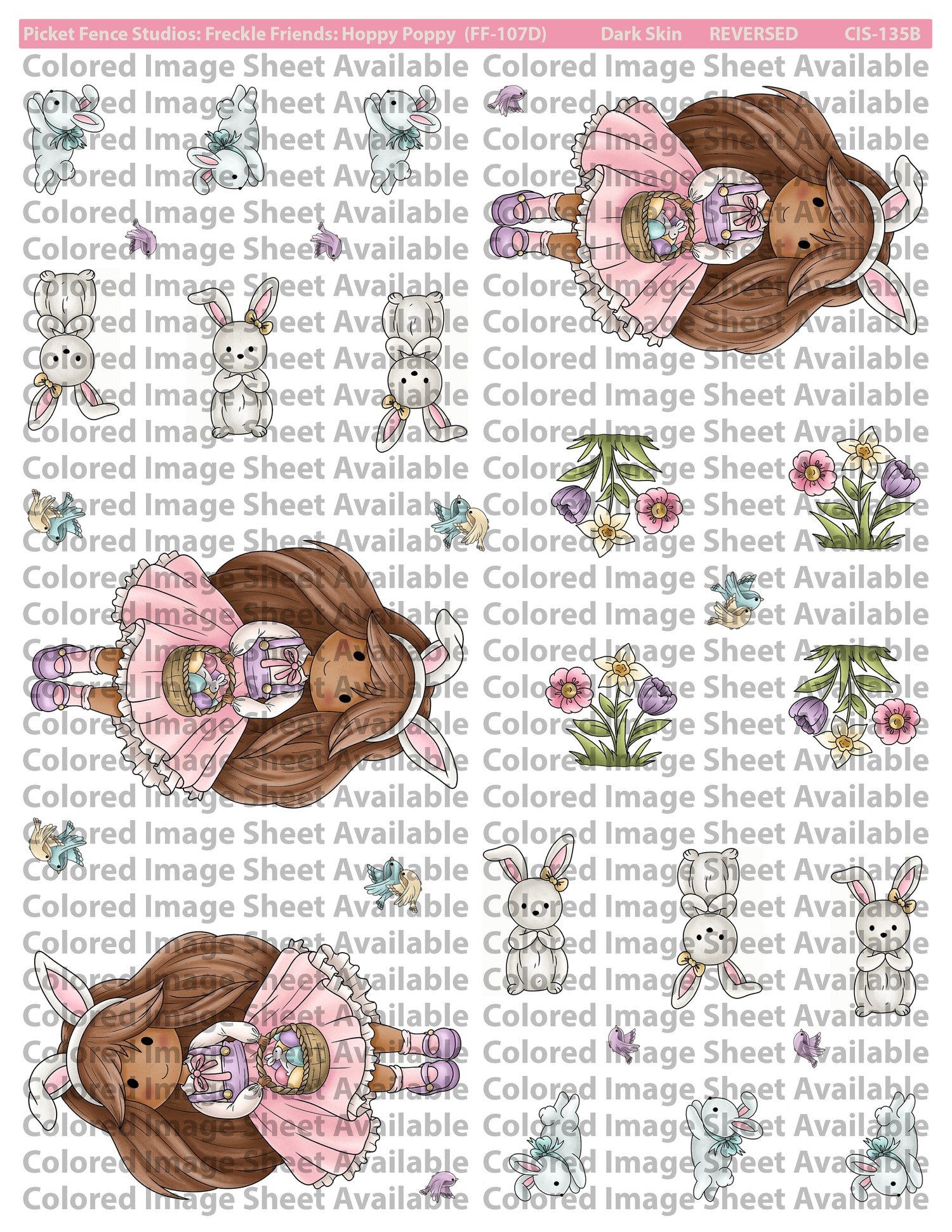 Colored Image Sheet - Freckle Friends: Hoppy Poppy  (Dark Skin and Original Orientation)