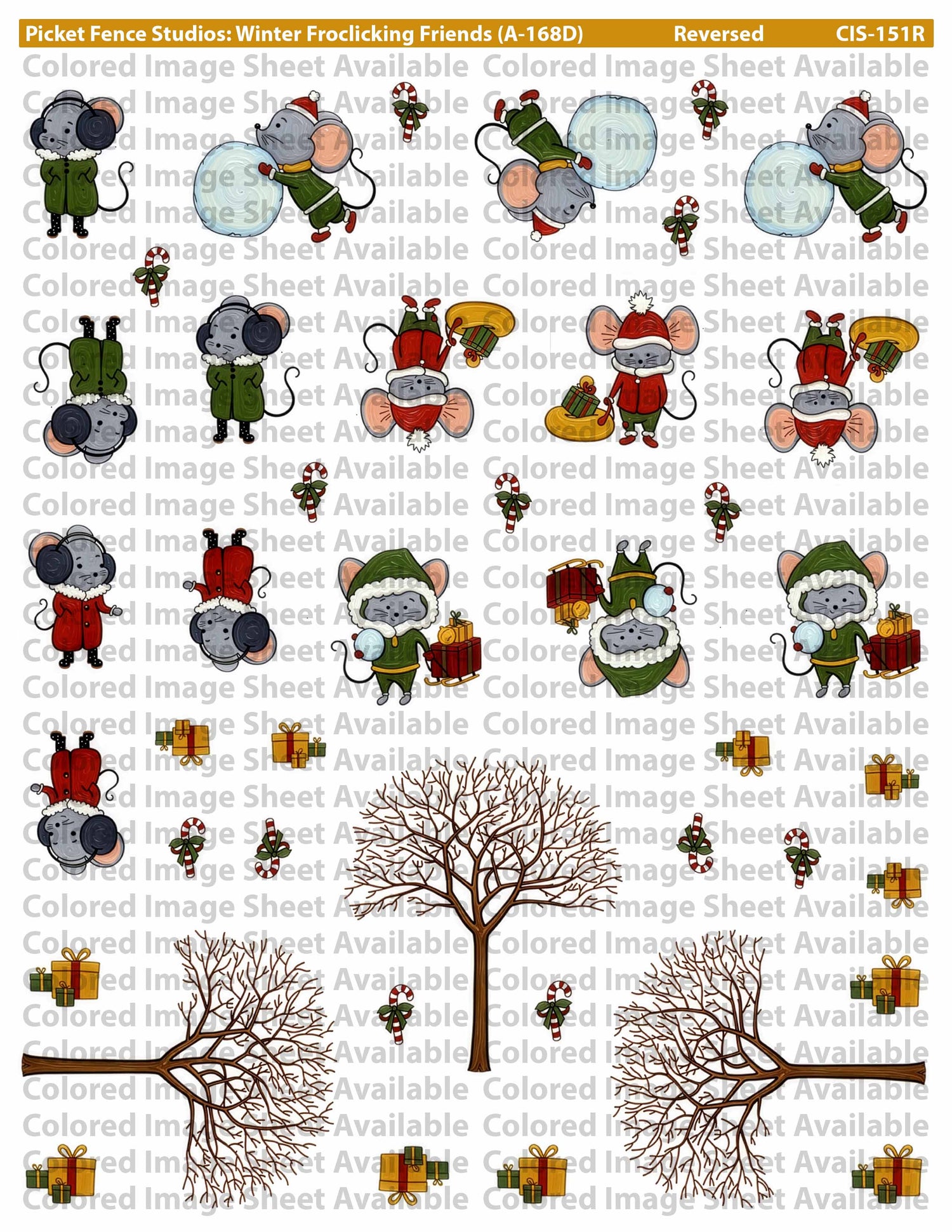 Colored Image Sheet - Winter Frolicking Friends (Original)