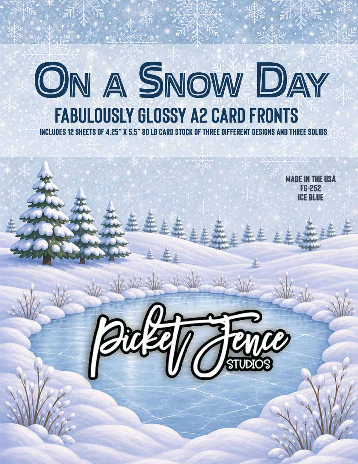 Fabulously Glossy A2 Card Fronts: On a Snow Day (Ice Teal, Ice Blue, and Ice Pink)