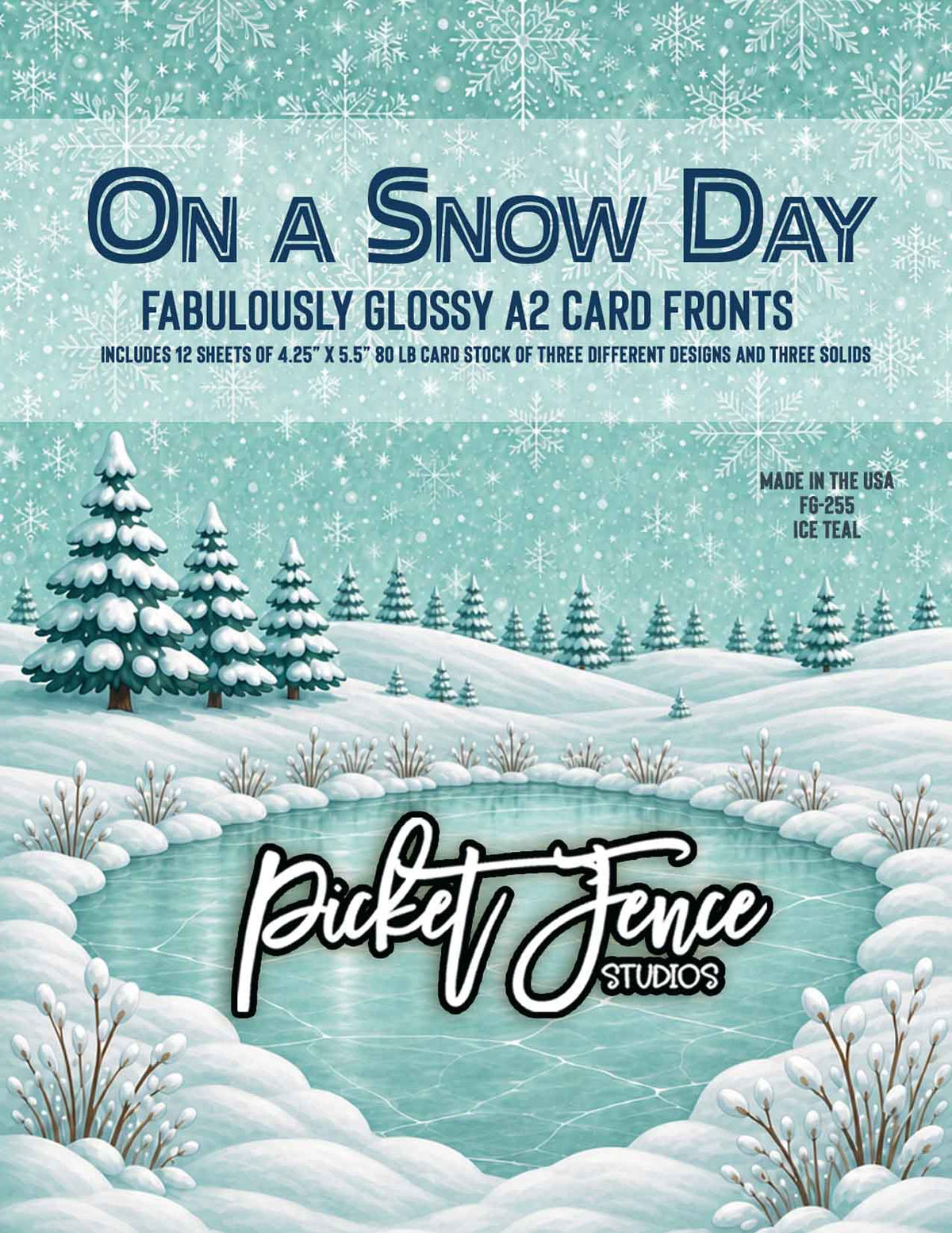 Fabulously Glossy A2 Card Fronts: On a Snow Day (Ice Teal, Ice Blue, and Ice Pink)