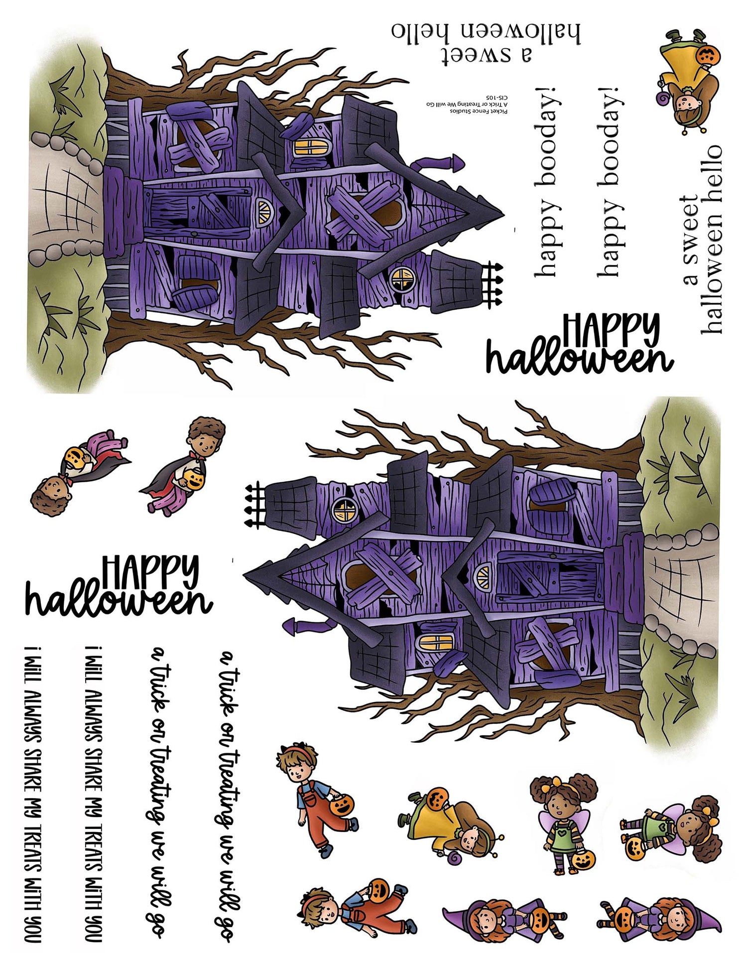 Colored Image Sheet - A Trick or Treating We will Go (Purple House)