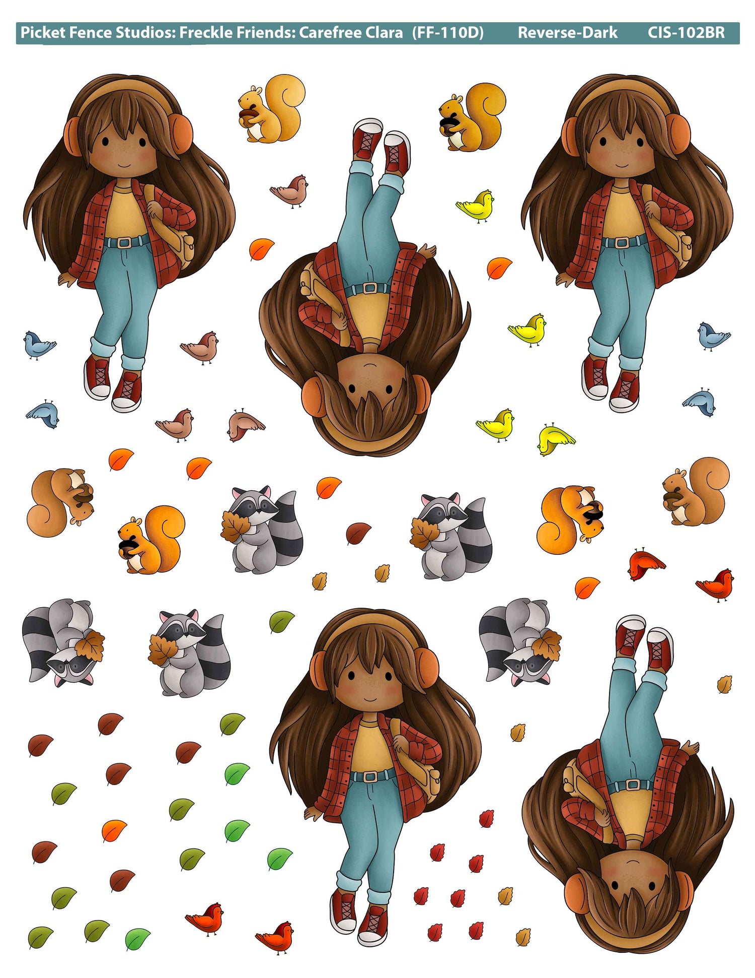 Colored Image Sheet - Freckle Friends: Carefree Clara (Reverse Orientation - Dark Skin)