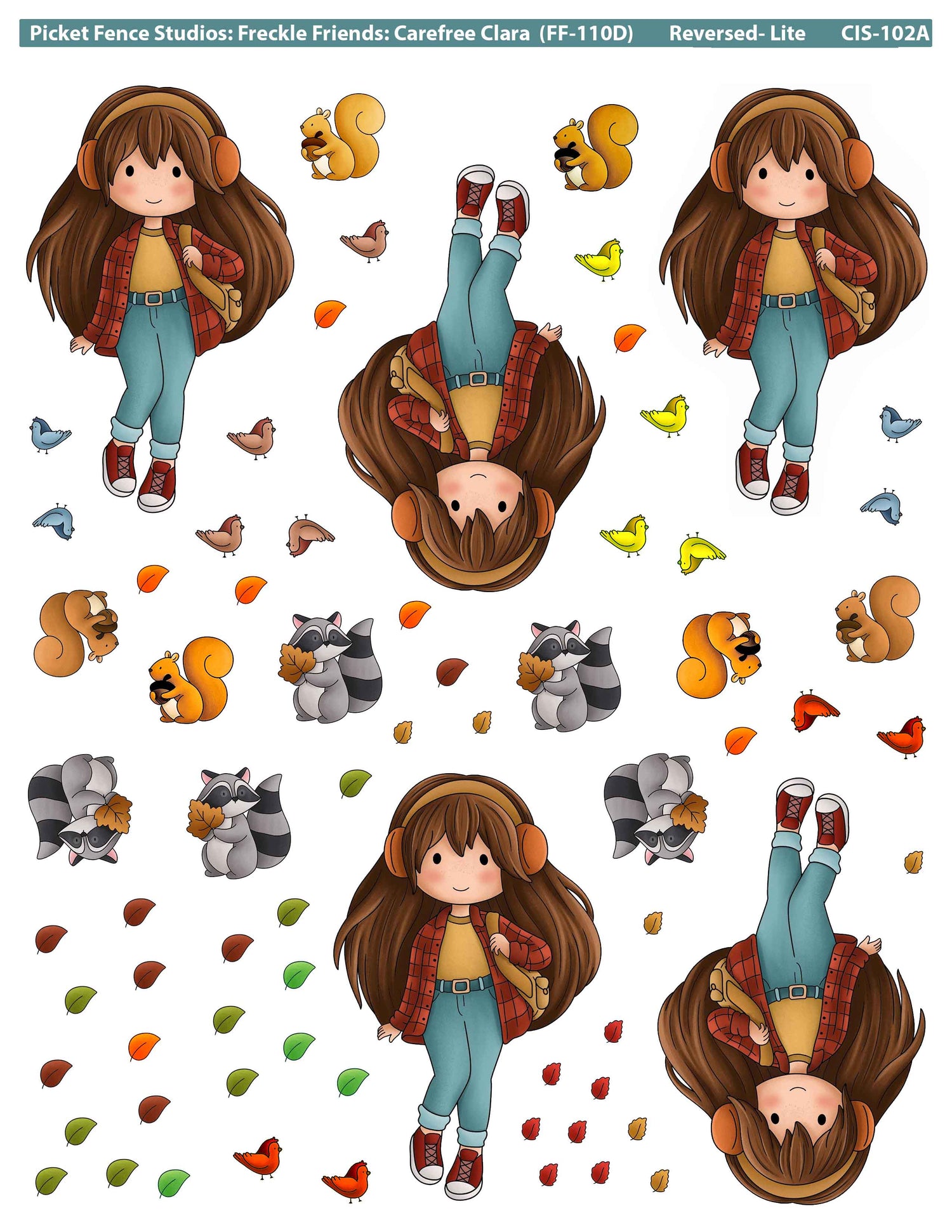 Colored Image Sheet - Freckle Friends: Carefree Clara (Reverse Orientation-Lite Skin)