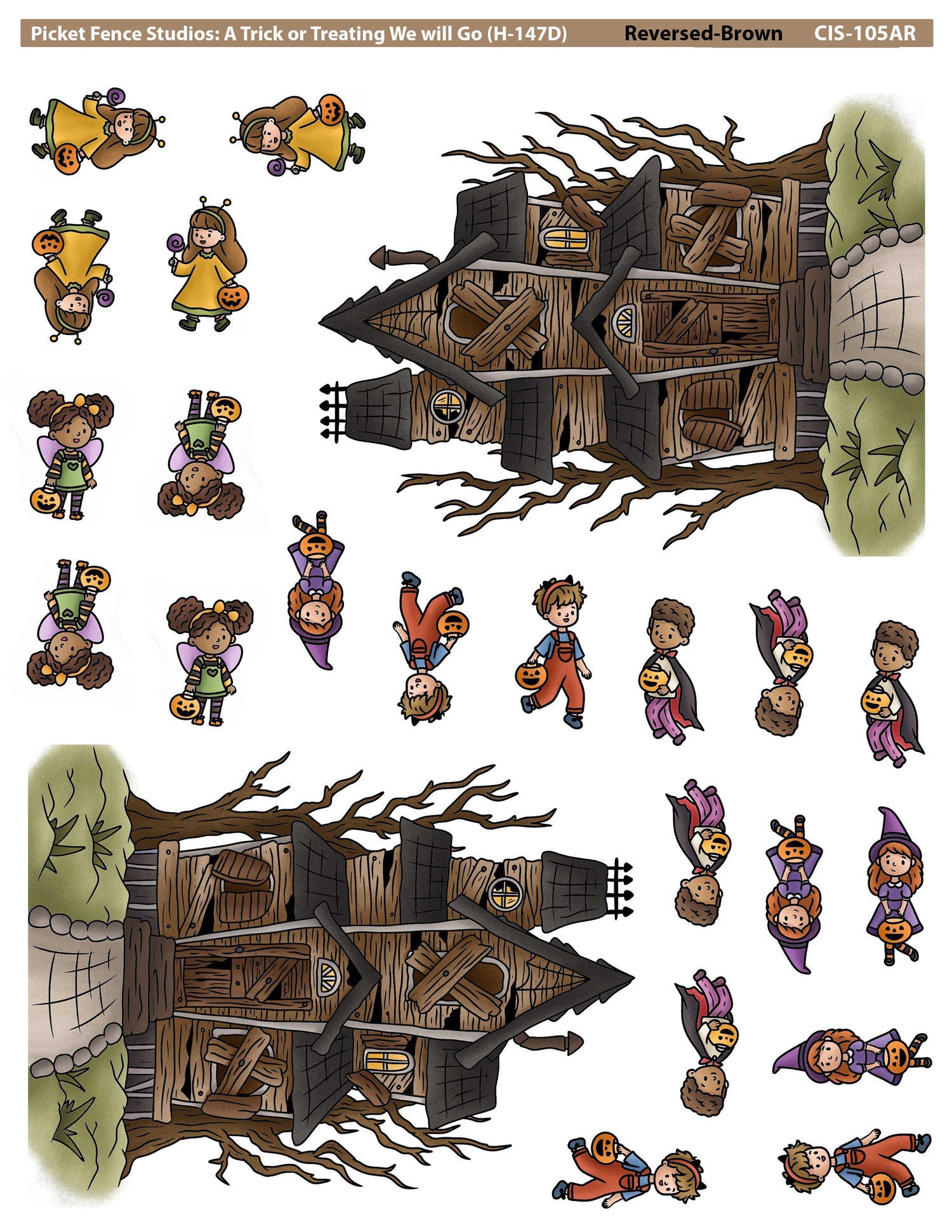 Colored Image Sheet - A Trick or Treating We will Go (Reverse Orientation-Brown House)