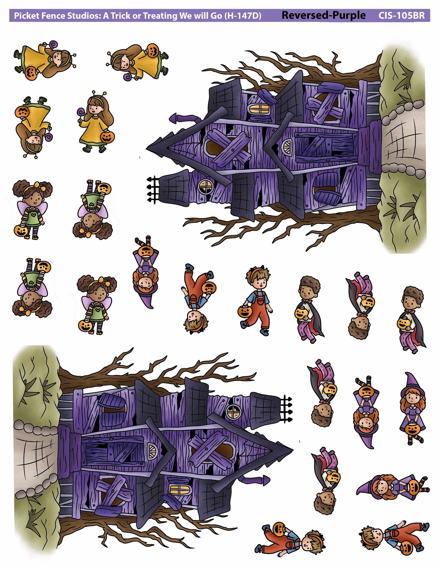 Colored Image Sheet - A Trick or Treating We will Go (Reverse Orientation-Purple House)