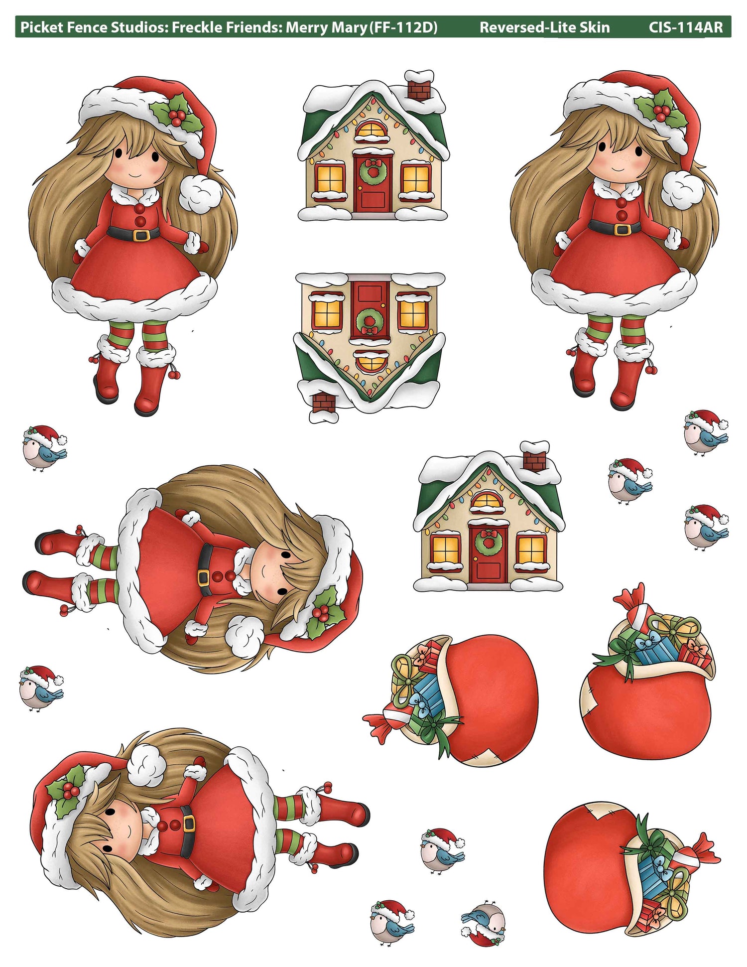Freckle Friends: Merry Mary Colored Image Sheet (Lite Skin-Reverse Orientation)