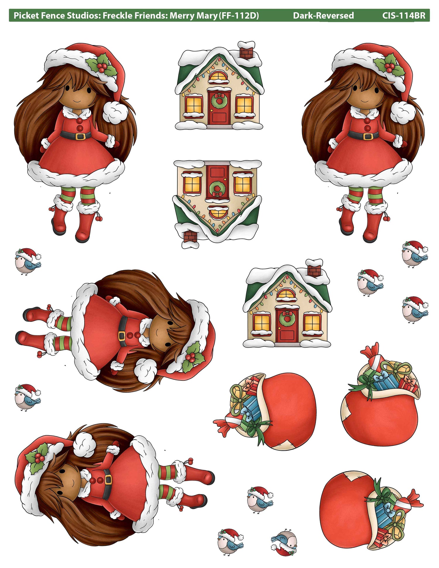 Freckle Friends: Merry Mary Colored Image Sheet (Dark Skin-Reversed Orientation)
