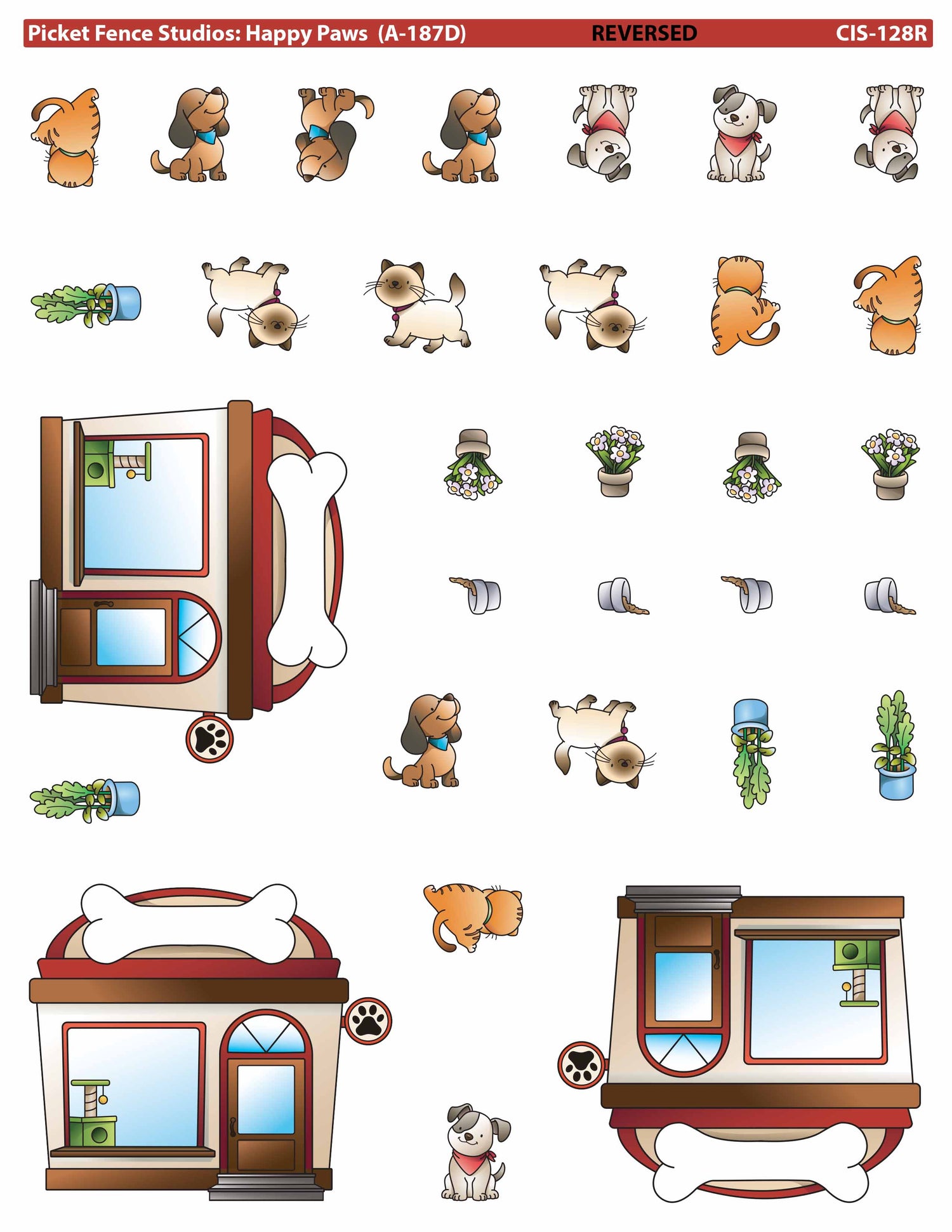 Colored Image Sheet: Happy Paws (Red-Reversed Orientation)