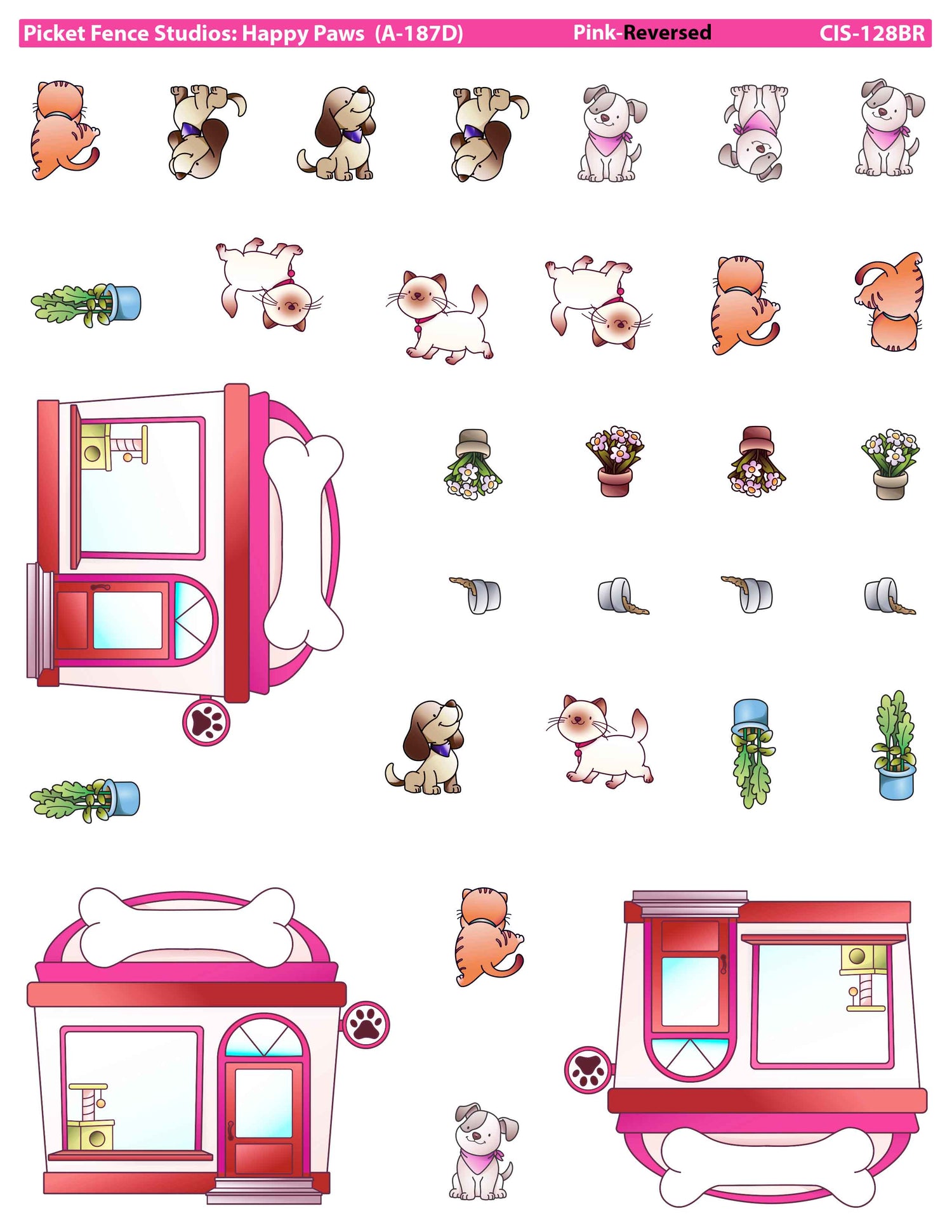 Colored Image Sheet: Happy Paws (Pink-Reversed Orientation)