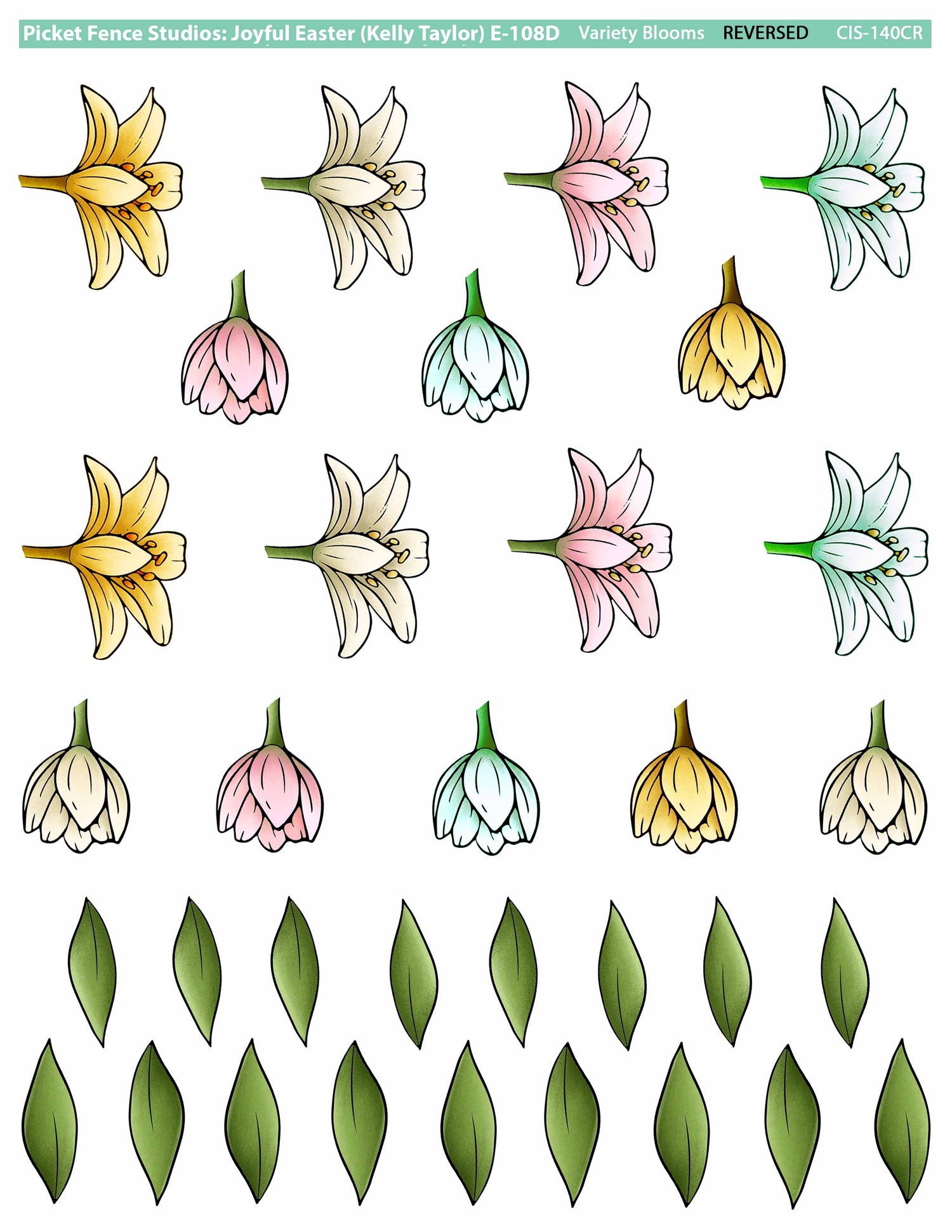 Colored Image Sheet: Joyful Easter C: Variety Blooms (Reversed Orientation)