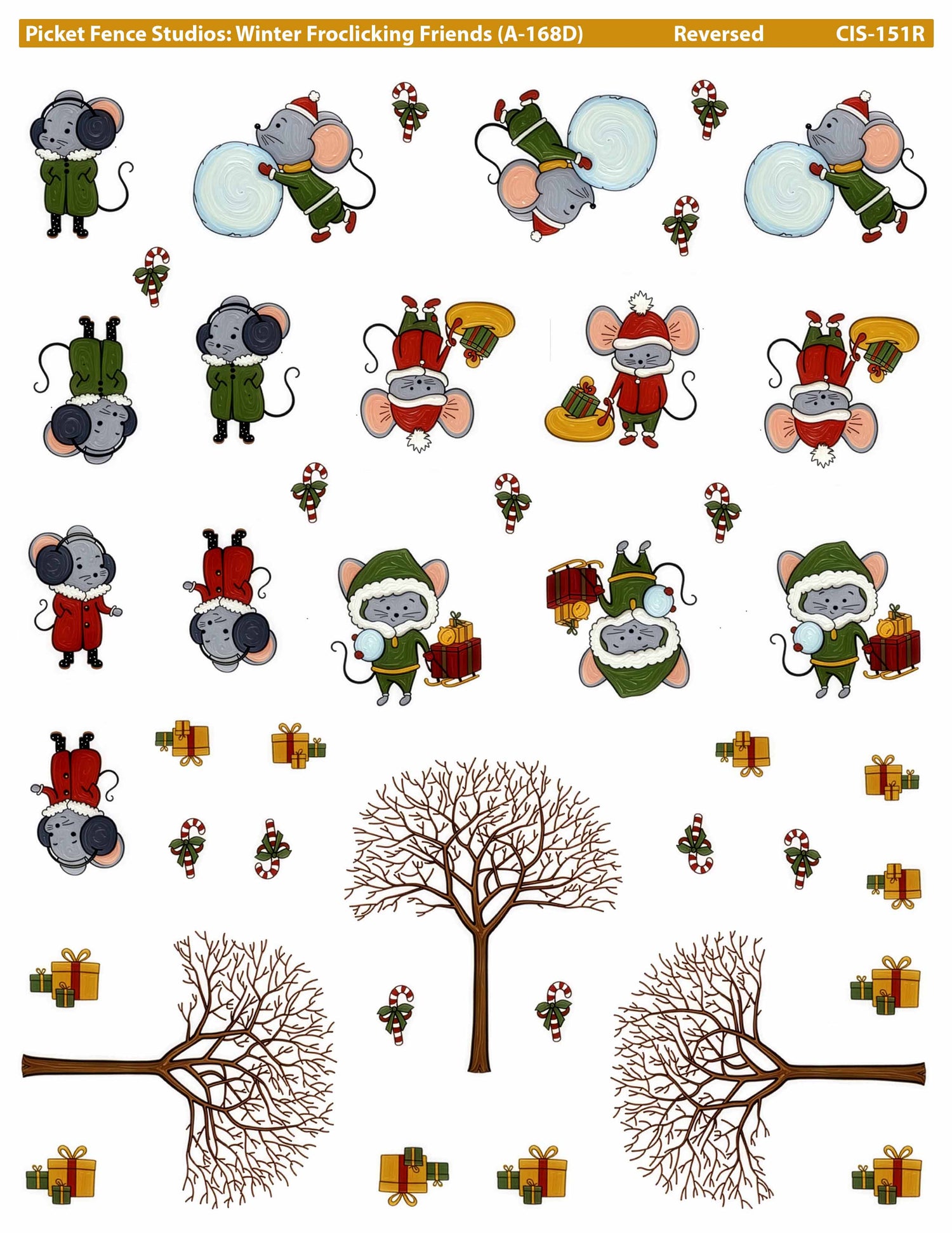 Colored Image Sheet - Winter Frolicking Friends (Reversed)