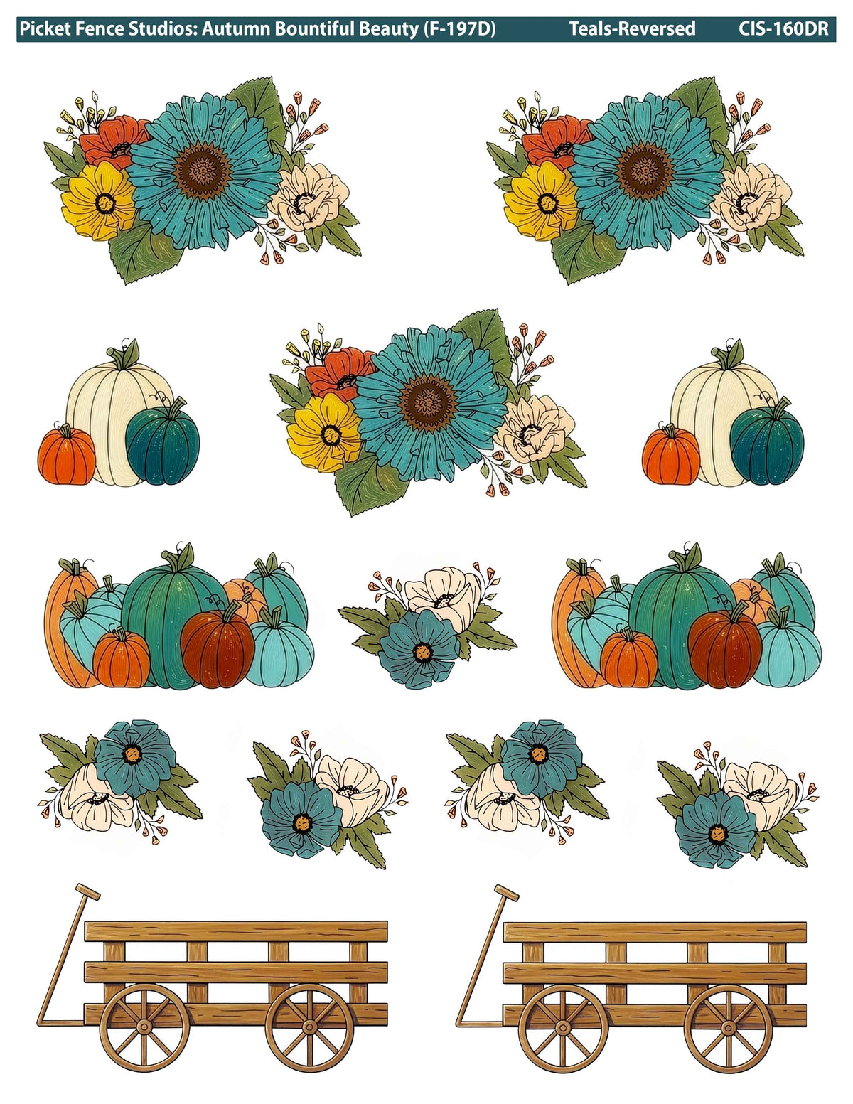Colored Image Sheet: Autumn Bountiful Beauty (Teals - Reversed)