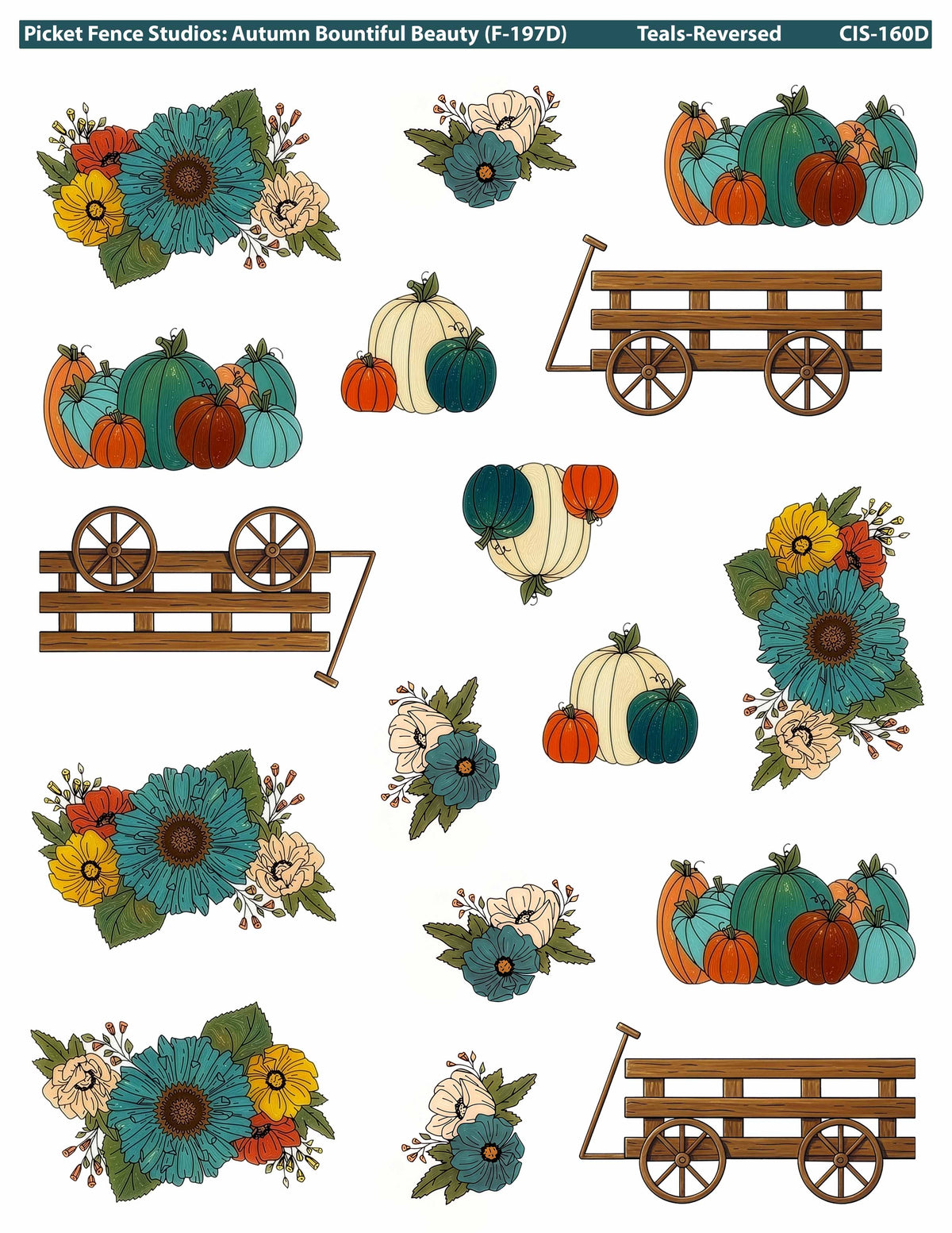 Colored Image Sheet: Autumn Bountiful Beauty (Teals-Reversed)
