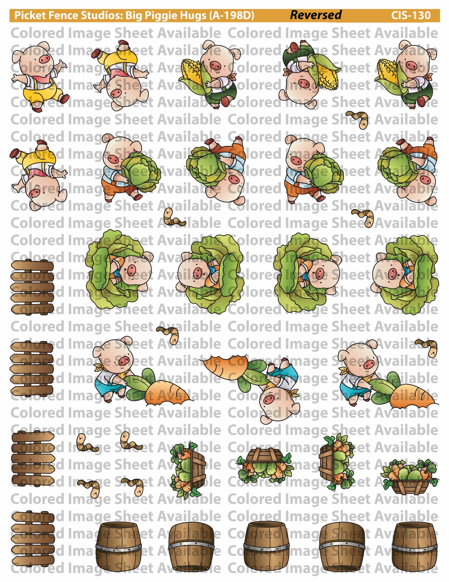 Colored Image Sheet: Big Piggie Hugs in Original Orientation