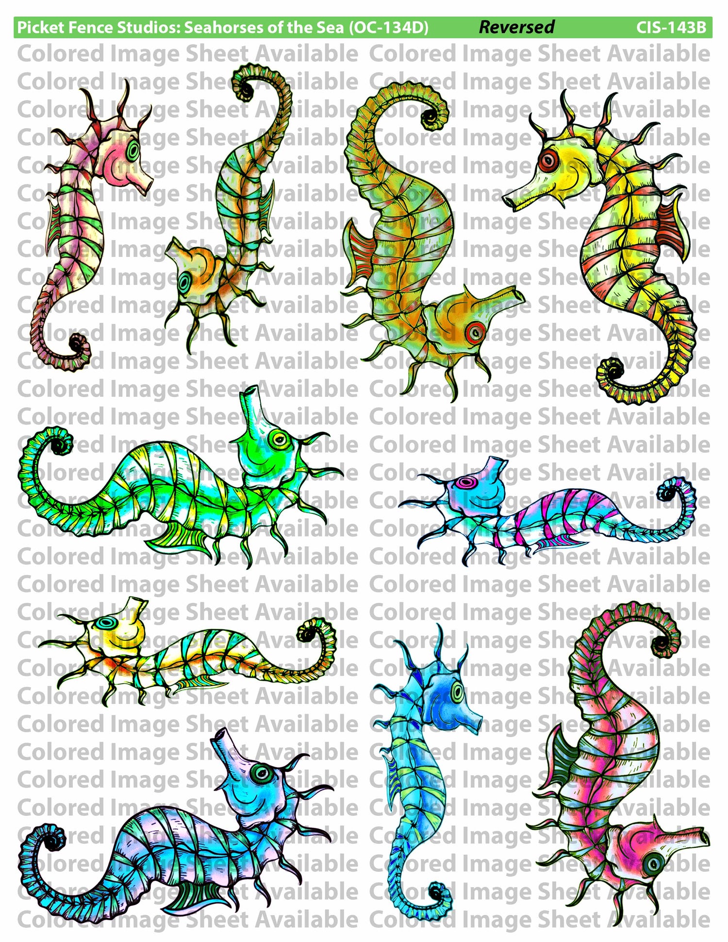 Colored Image Sheet: Seahorses of the Sea B in Original Orientation