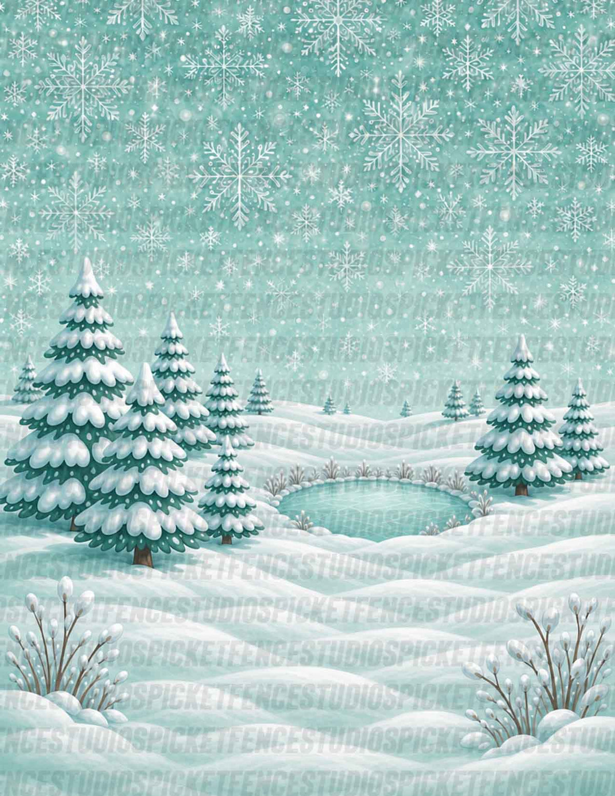 Fabulously Glossy A2 Card Fronts: On a Snow Day (Ice Teal)