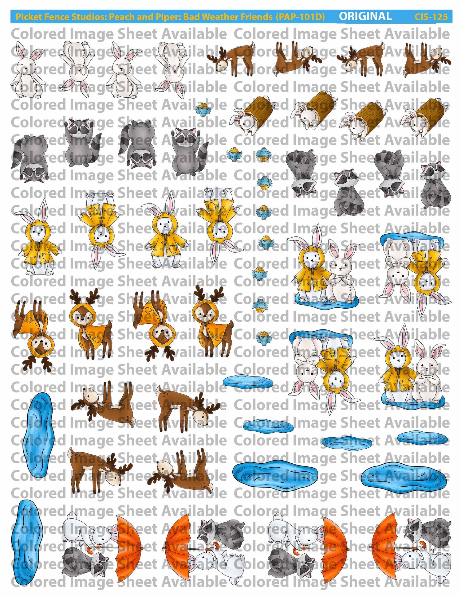 Colored Image Sheet: Peach and Piper: Bad Weather Friends (Reversed Orientation)