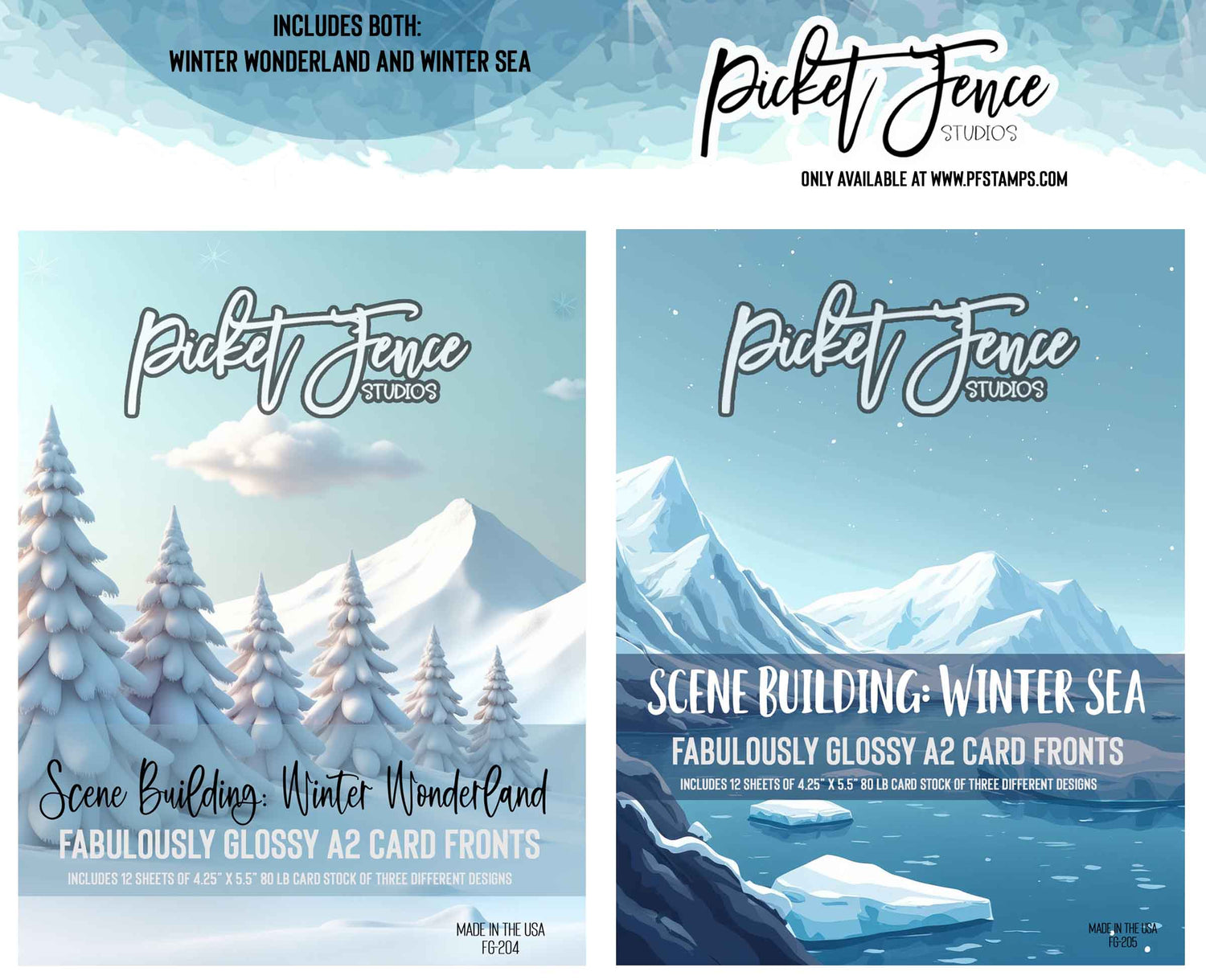Fabulously Glossy A2 Card Fronts - Scene Building: Winter Sea and Winter Wonderland